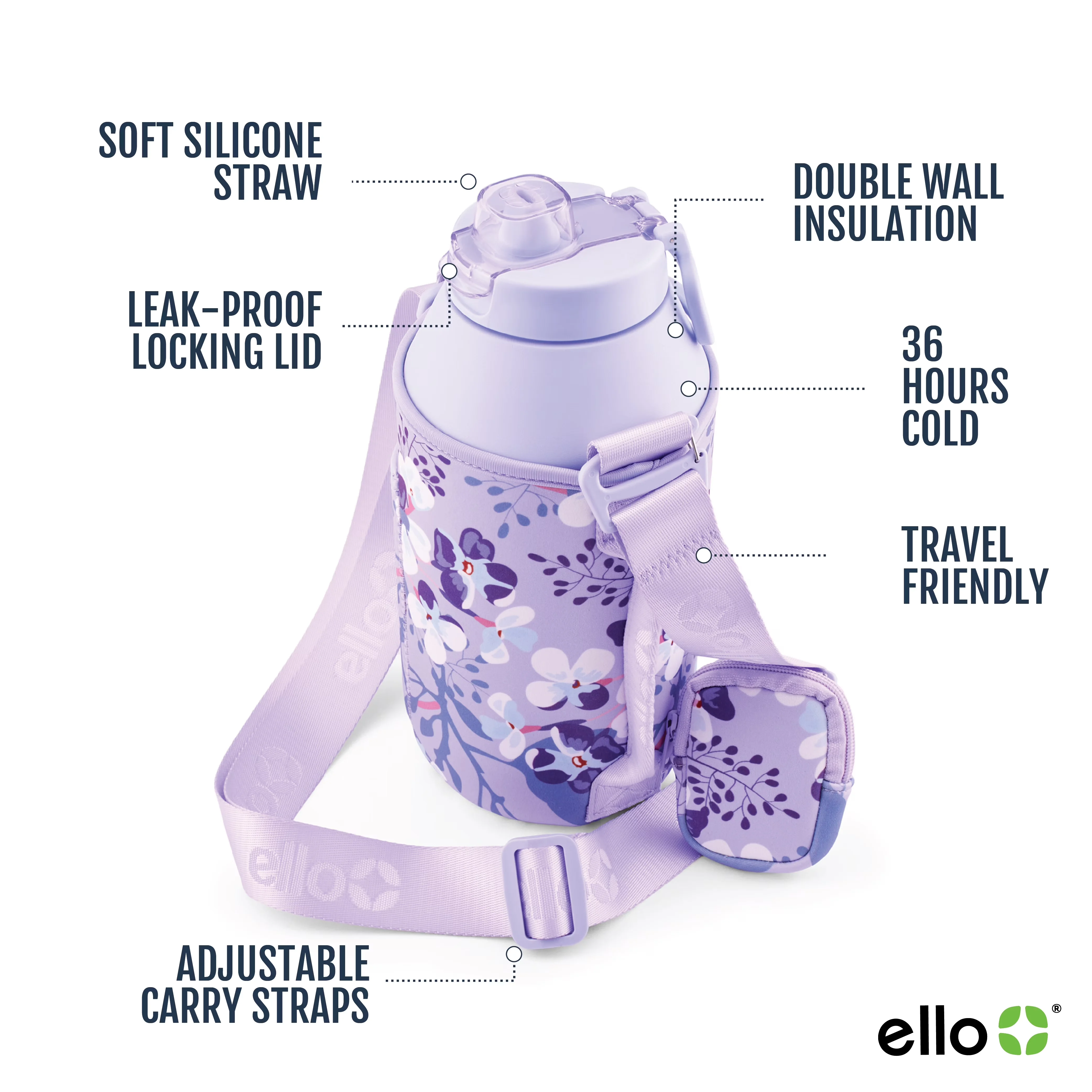 Stylish Water Filtration with Ultra Clean 64oz Stainless Steel Jug, Carrying Case, Lavender - Purple Stainless Steel Model 8207D0