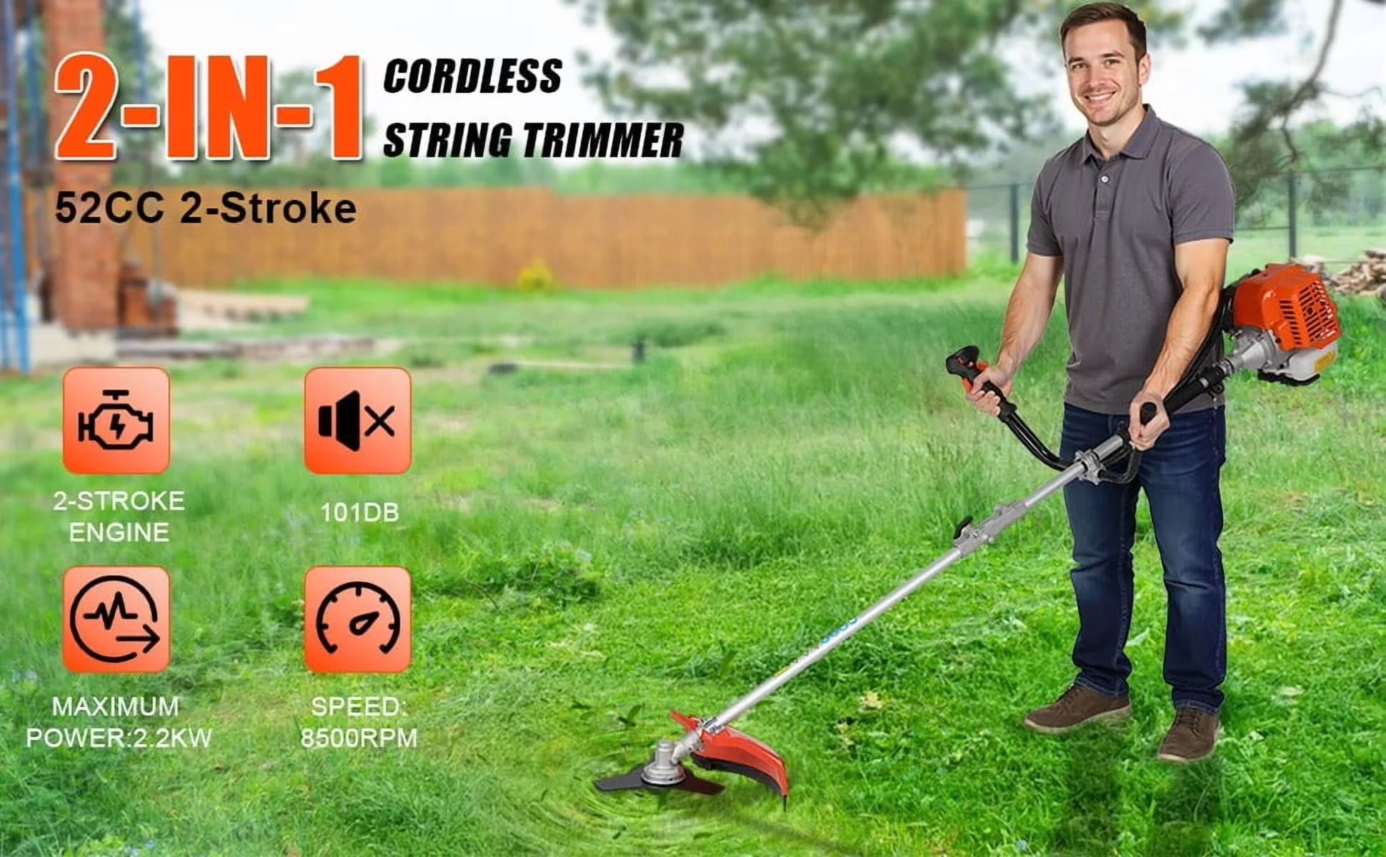 Sleek String Trimmer with Extendable, Edger Conversion Capable, Attachment Capable - Orange Model 433987