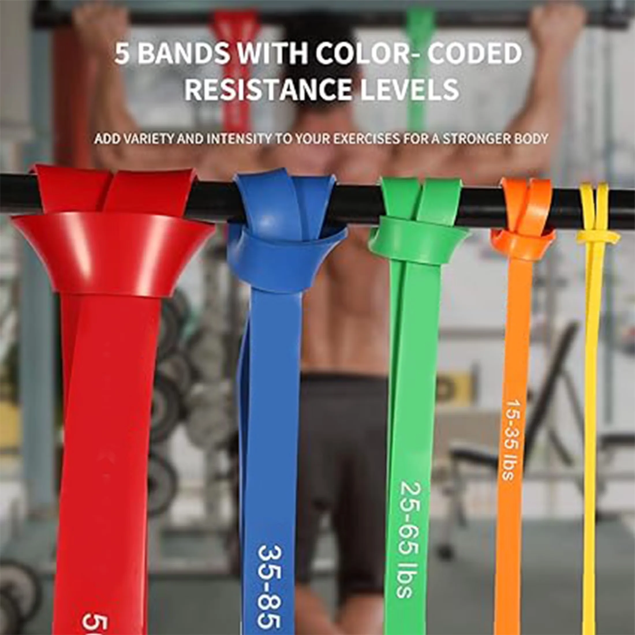 Modern Home Gym with Anti-Slip, Material:Natural Rubber, 6PCS Resistance Bands Set - Natural Rubber Multicolor for Home Model FED61A