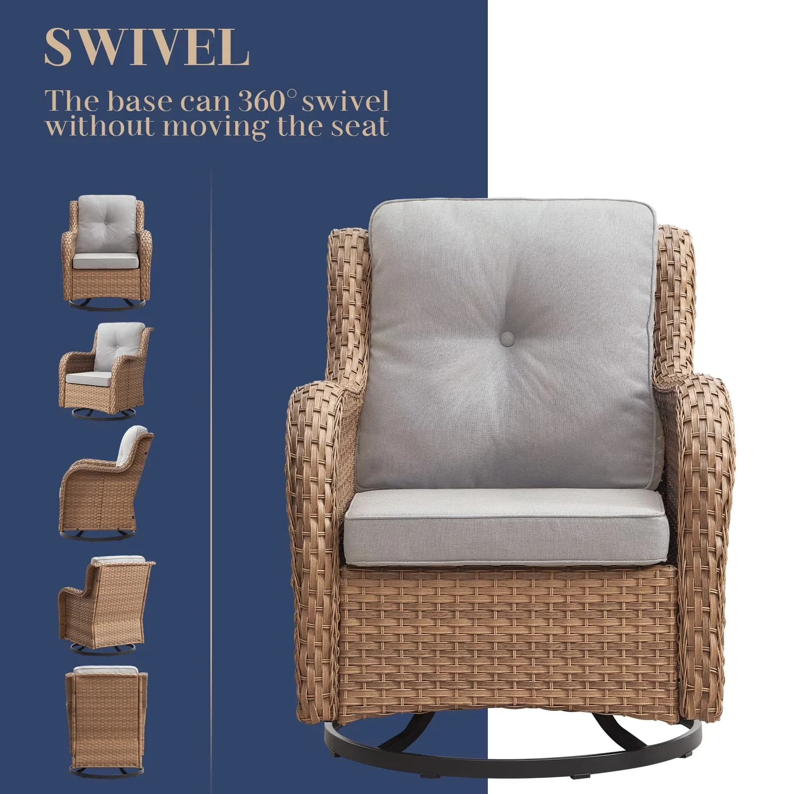 Professional Patio Chair with Modern, Weather-Resistant - Beige Wicker /Steel Model 6283BF