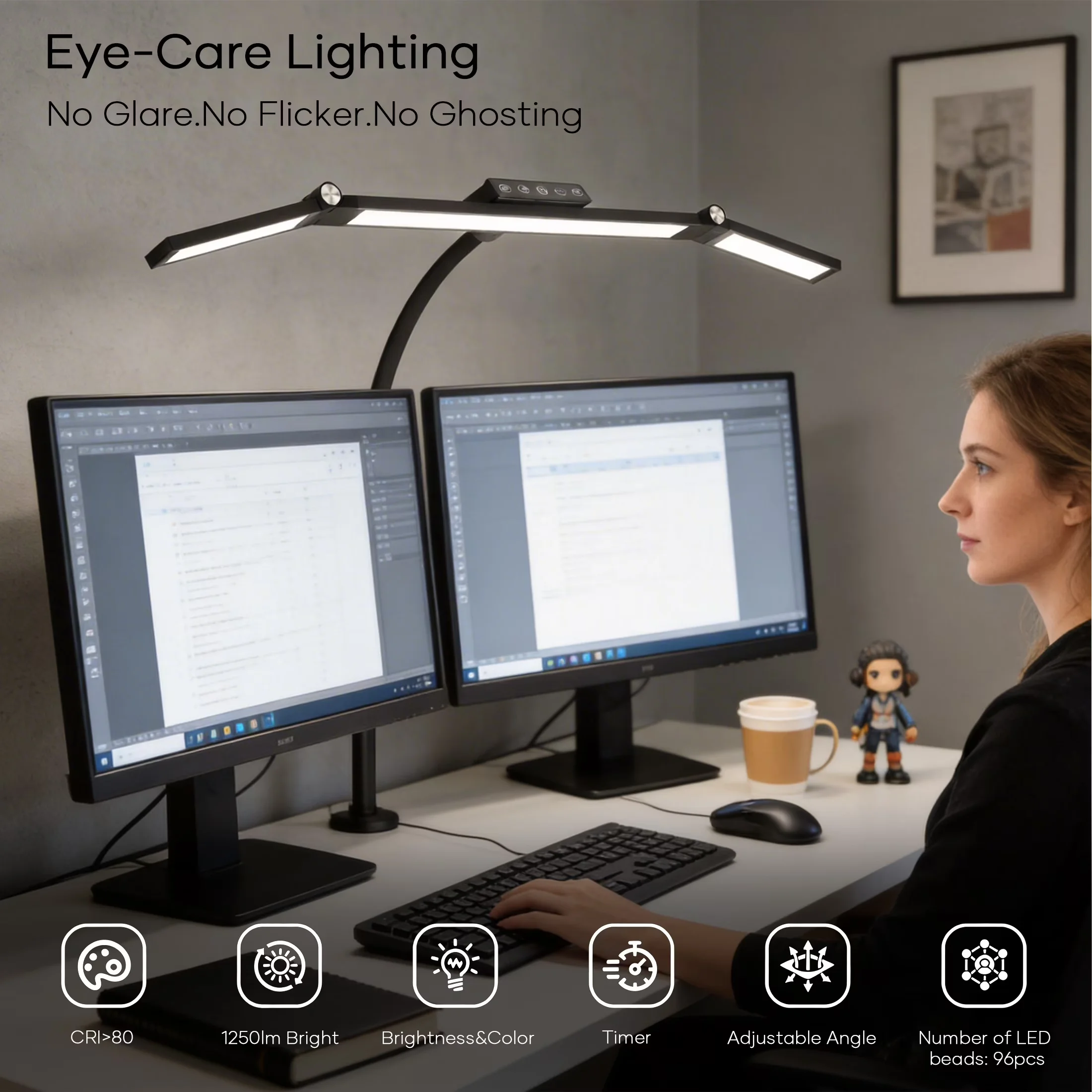 Desk Lamp Efficient with LED, Architect Lamps - Black Metal for Home Office, Study Model FF0199
