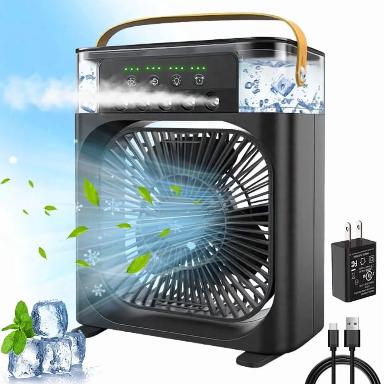 Versatile Fans In Cooling with Timer, Led Display, 10 Inch Ice Mist Desktop Fan - Black Model FA942E