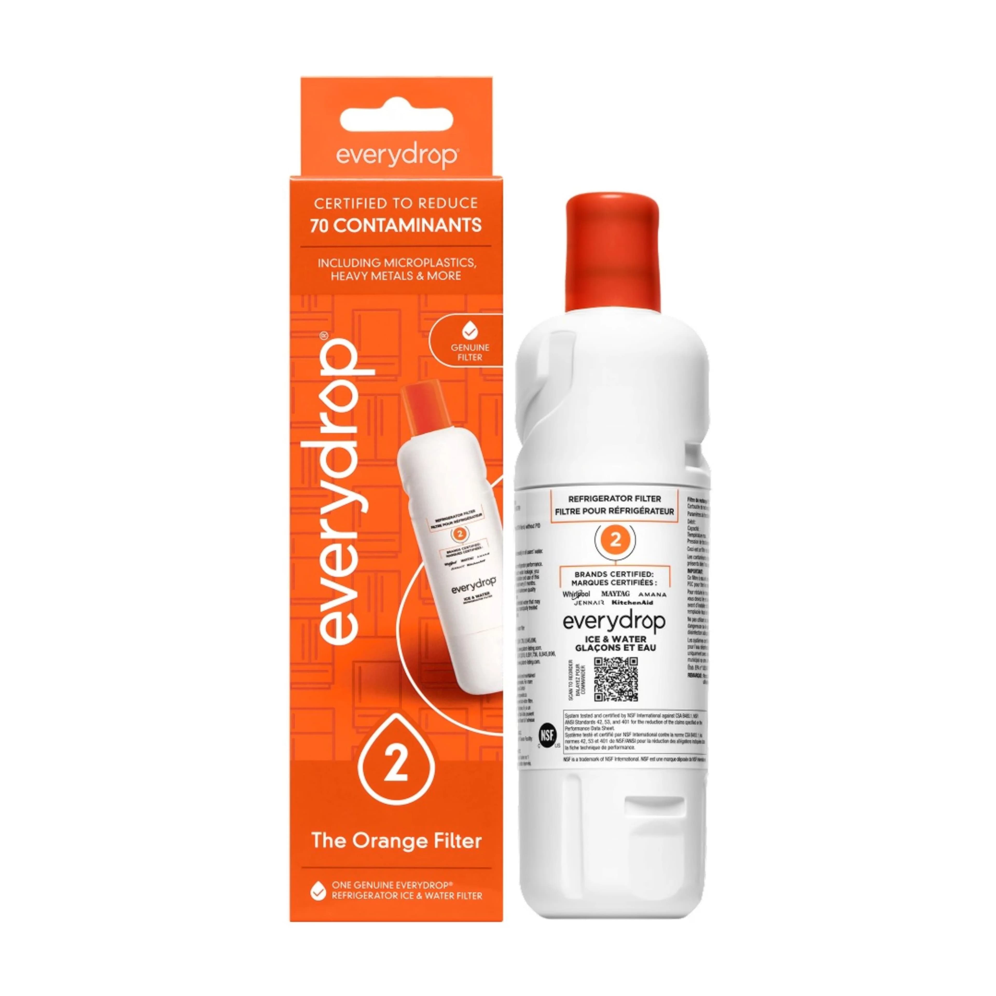 Essential Water Filtration with Filter Change Indicator, Single-Pack, Orange - Model B55C74