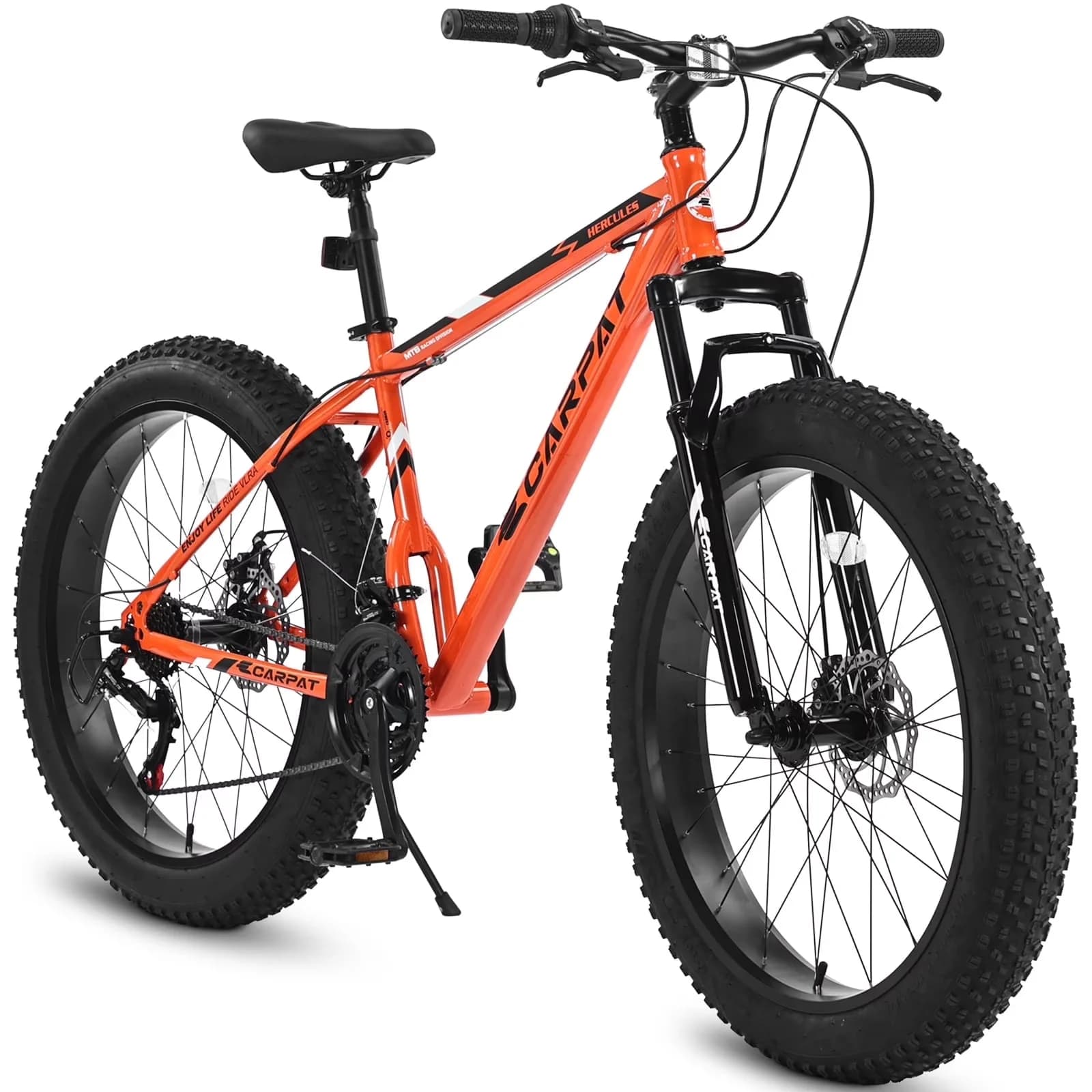 Modern Mountain Bike with Adjustable Height, Lightweight, 26 Inch Fat Tire - Orange Model 88148E