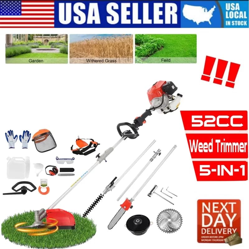 Stylish String Trimmer with Bevel Adjustment, Edger Conversion Capable - 5 In 1 (Red) Model 18B40F