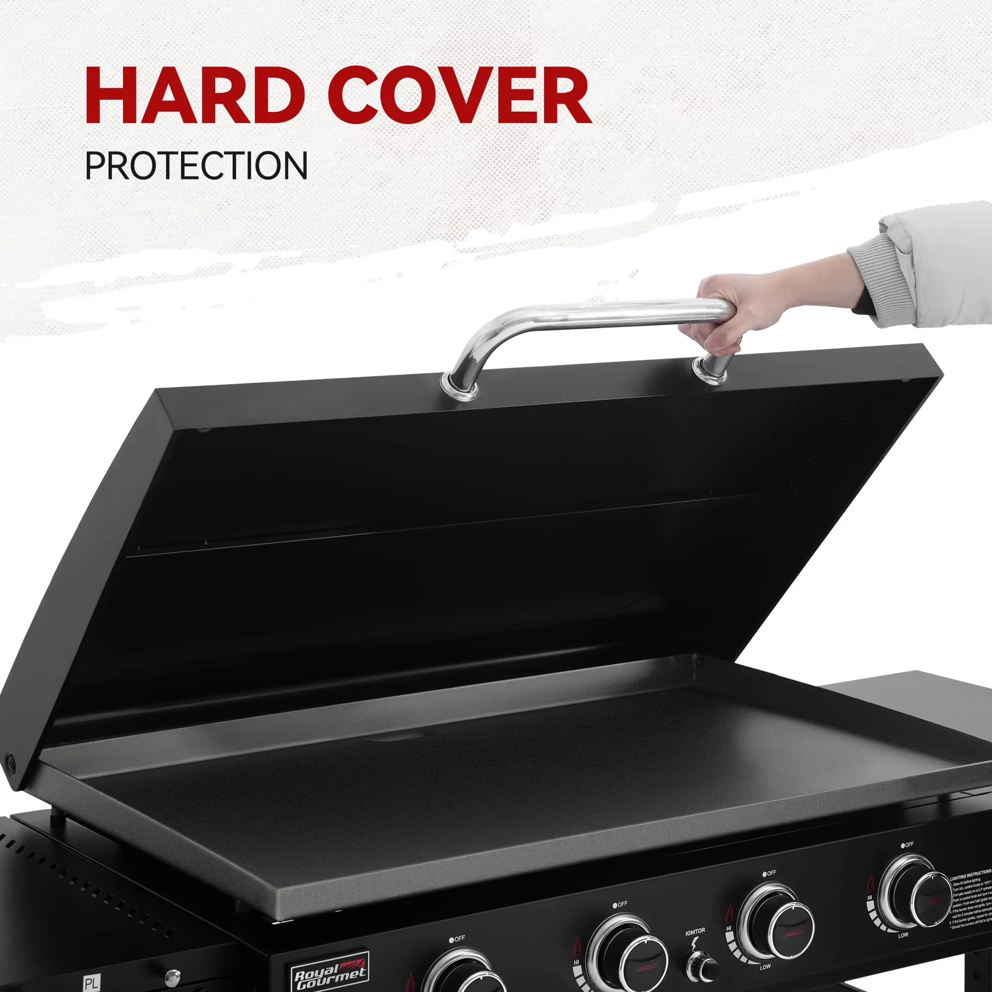 Efficient Flat Top Grill with 52000 BTU, Color: Black, 4-Burner Gas Griddle - Steel Black Model 1B58BB
