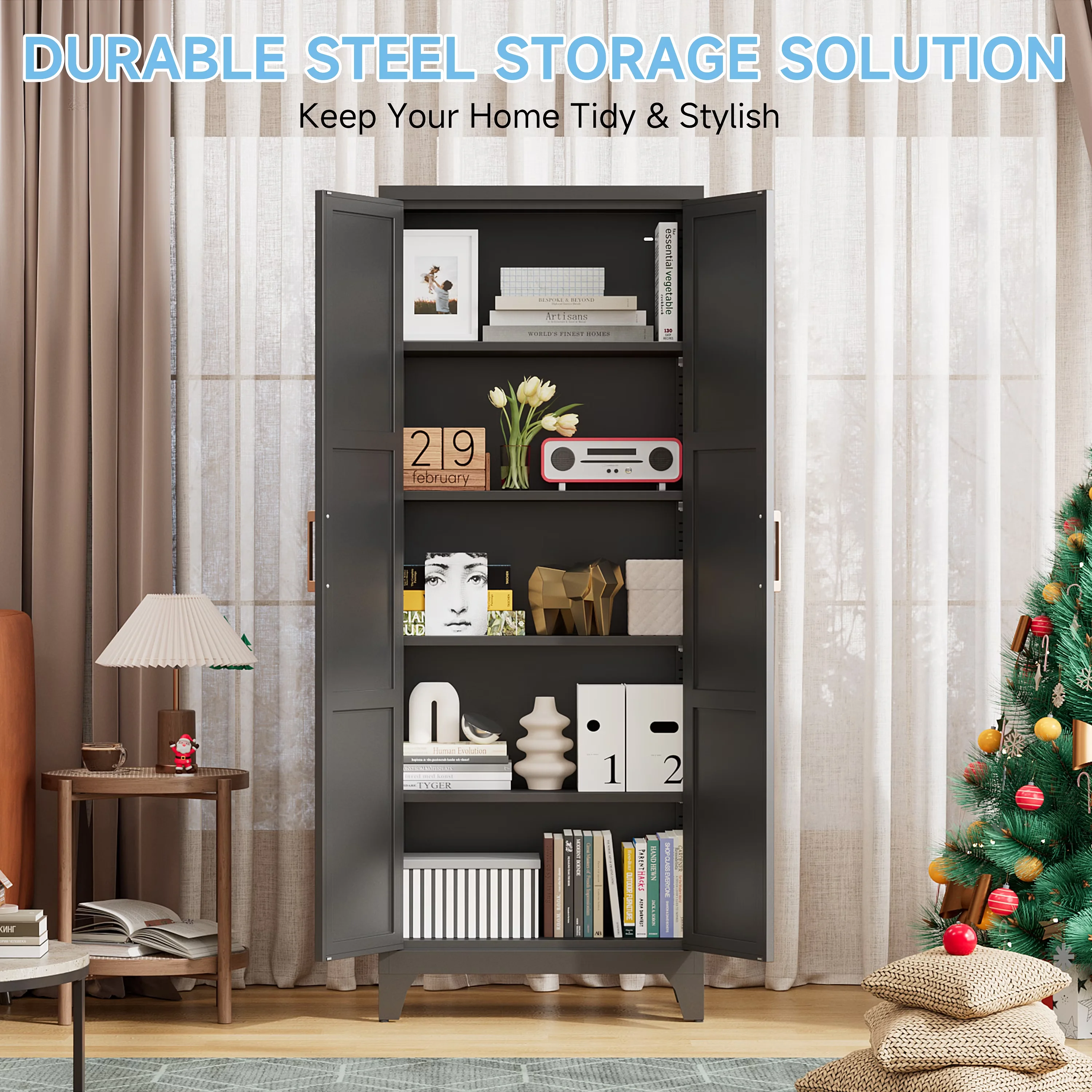 Versatile Kitchen Renovation with Adjustable Shelves, Modern - Metal Black for Kitchen Model 48DA22