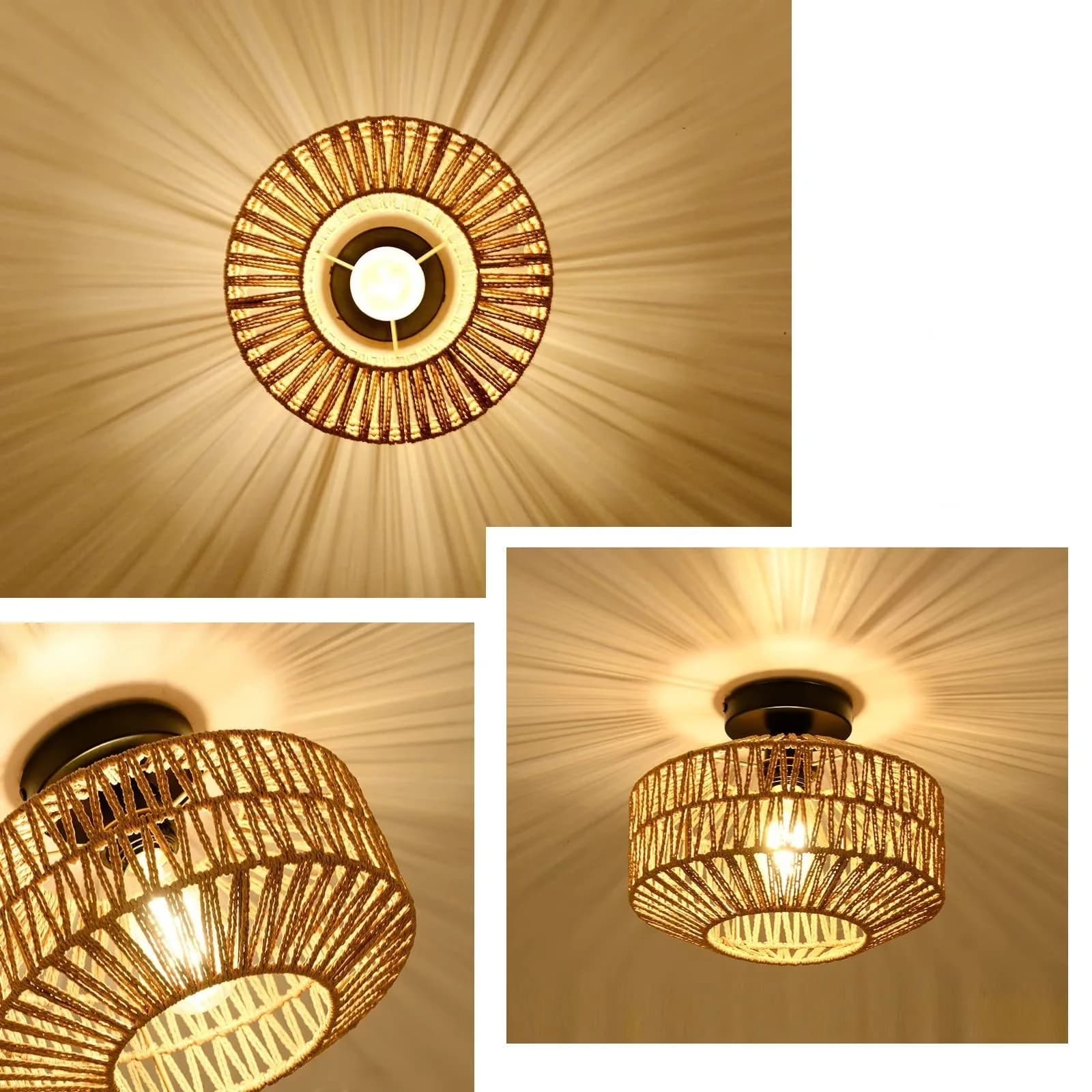 Stylish Ceiling Lights Fixture with Bohemian, Boho Light - Plastic, Rattan Multicolor for Living Room, Bedroom Model D80134