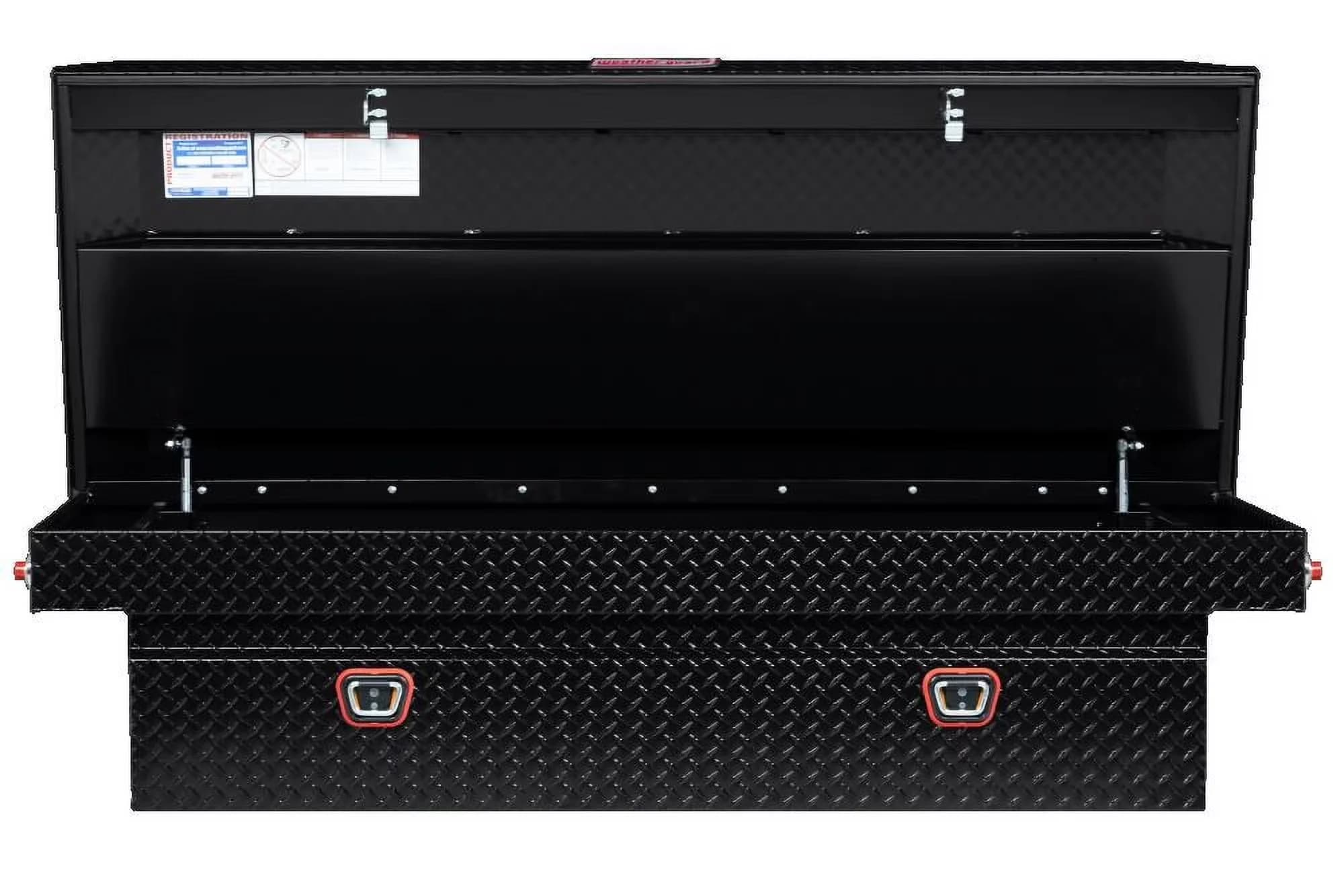 Innovative Toolstorage with Adjustable, Easy Installation, 94 degree cover opening for easy access - Black Aluminum Model D14EA9