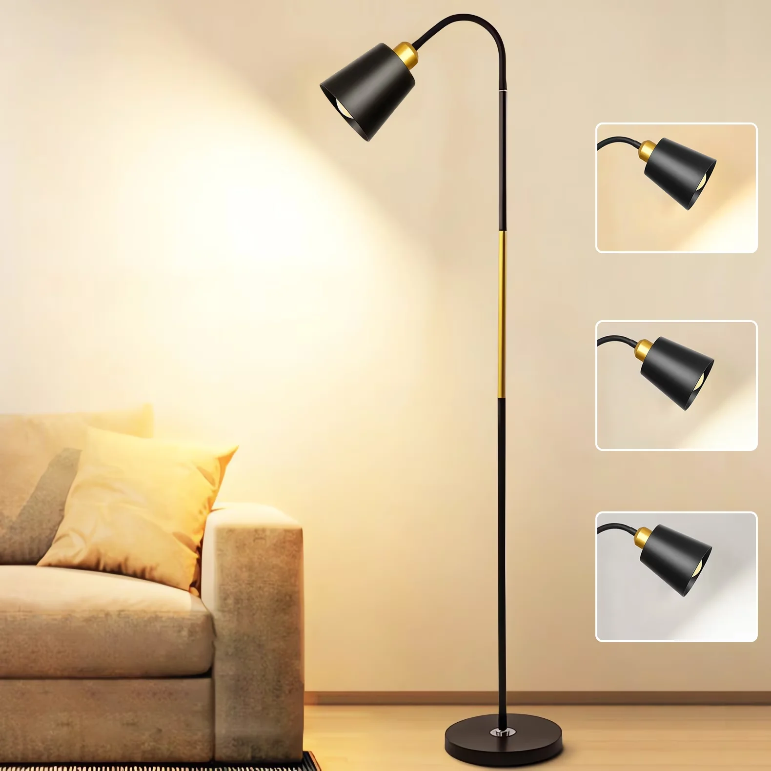 Compact Desk Lamp with LED, 12W, Energy Efficient - Black - Ergonomic Design Model C4B7D3