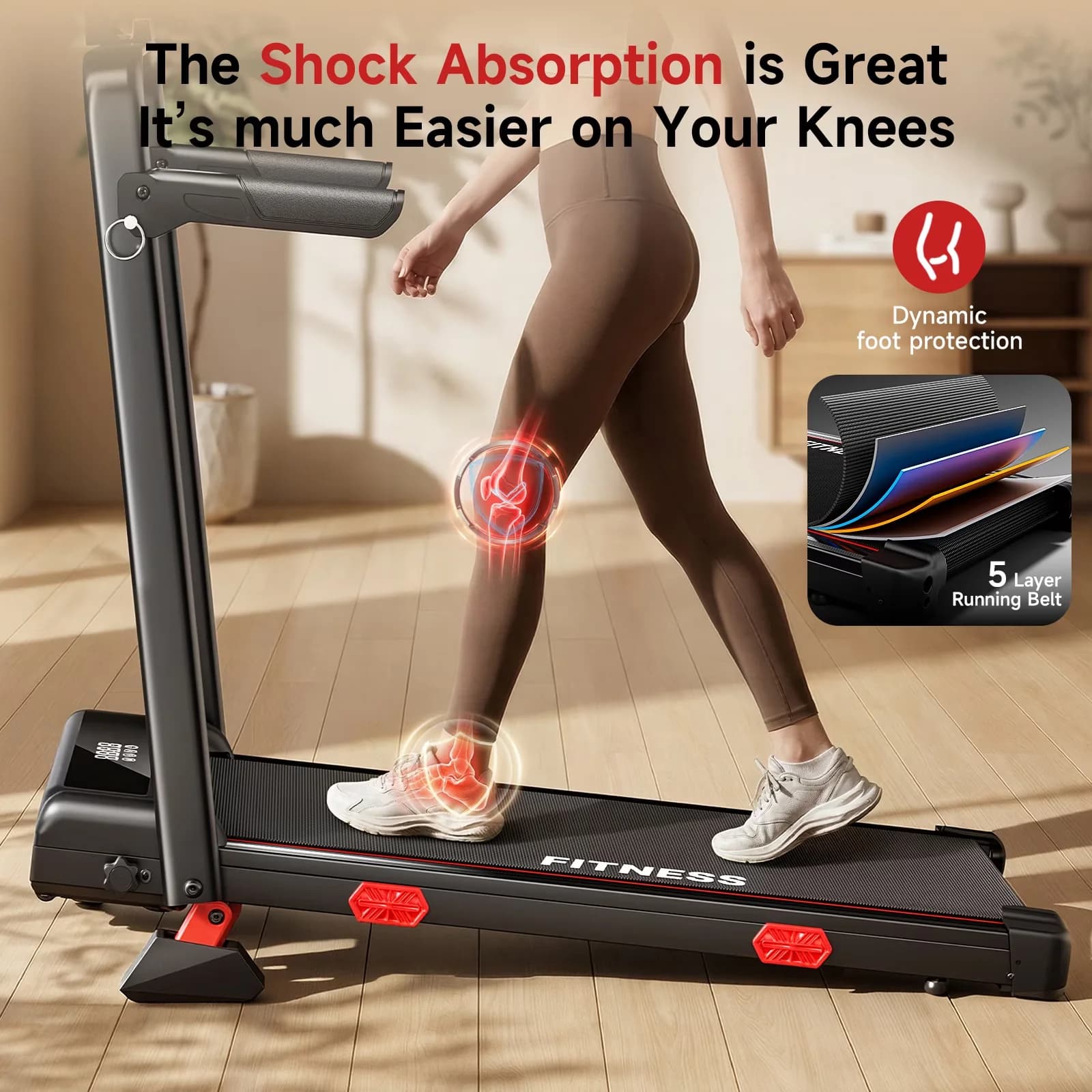 Versatile Home Gym with Digital Display, Adjustable, Folding Treadmill - Black Plastic Model 8DF134