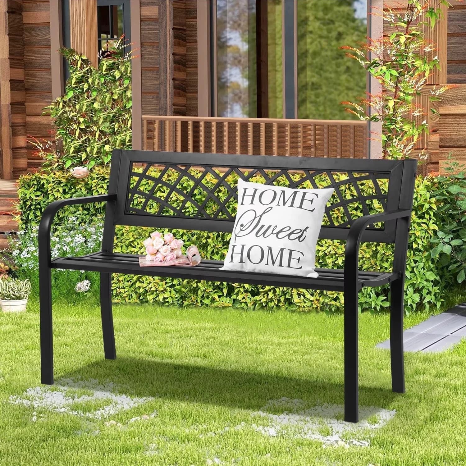 Versatile Patio Chair with Rust Resistant, Easy to clean with damp cloth, Surface painted and rust resistant - Cast Iron Black Model EE03E8