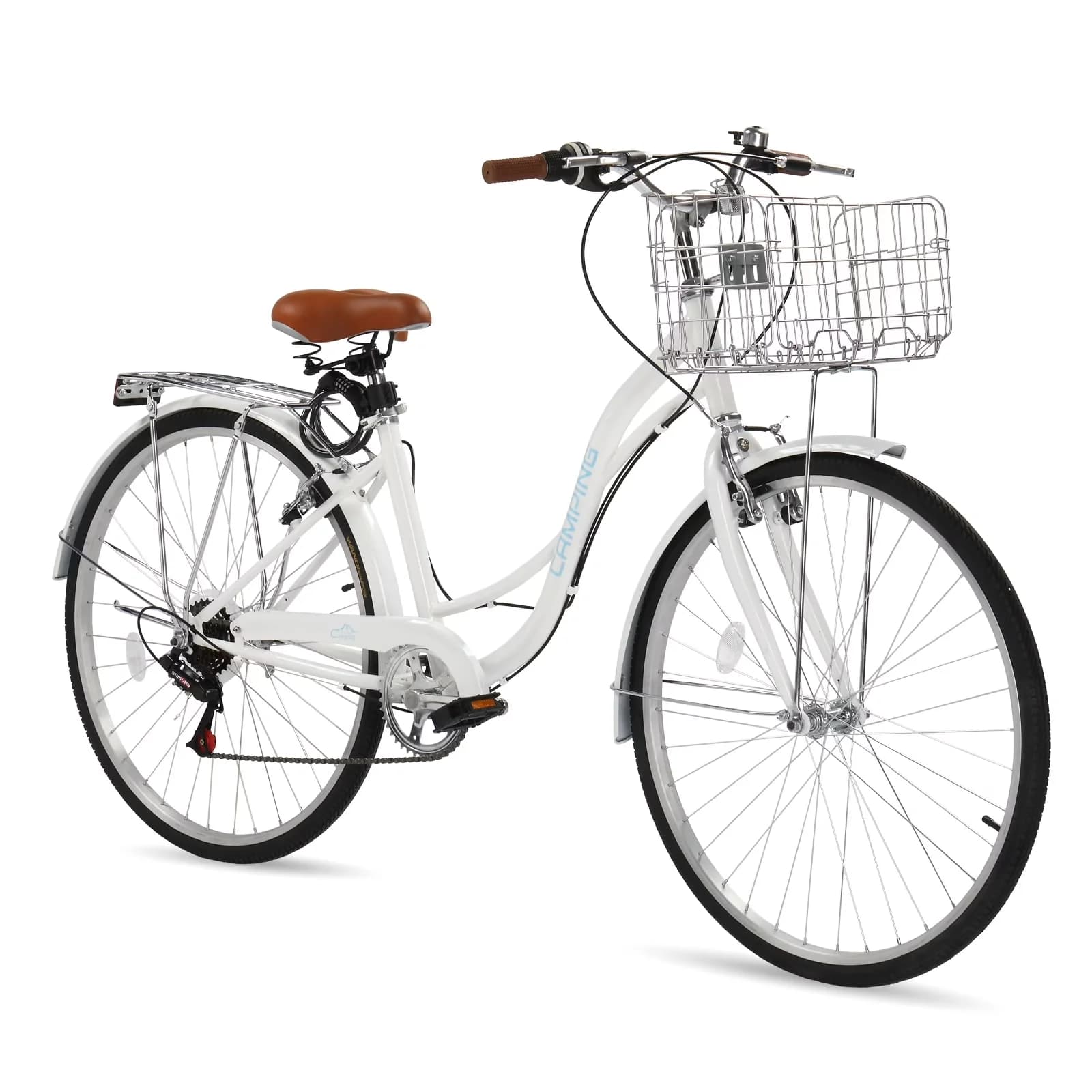 Cruiser Bike Sleek with Adjustable Speed, Lightweight, Adjustable Handlebar Height - White Model ADF748