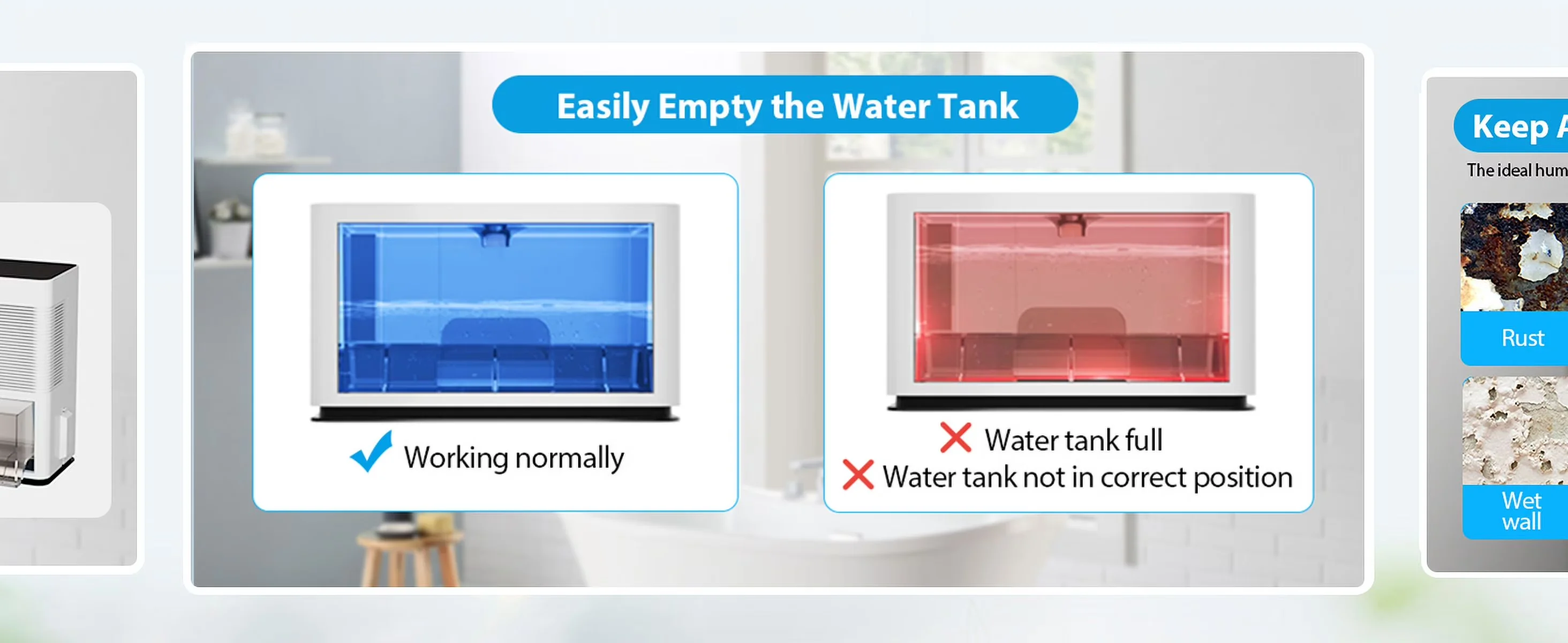 Modern Dehumidifier with Energy Efficient, Automatic Shut-Off, Smart Technology Capable - White Model F1F55C