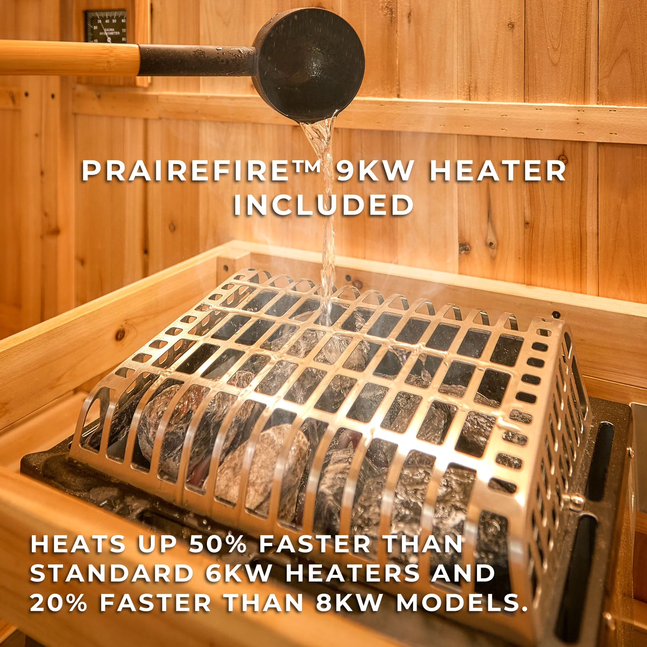 Outdoor Heating Classic with Lennon 4-6 Person Cedar Cube Sauna, Porch - Model 9E79C9