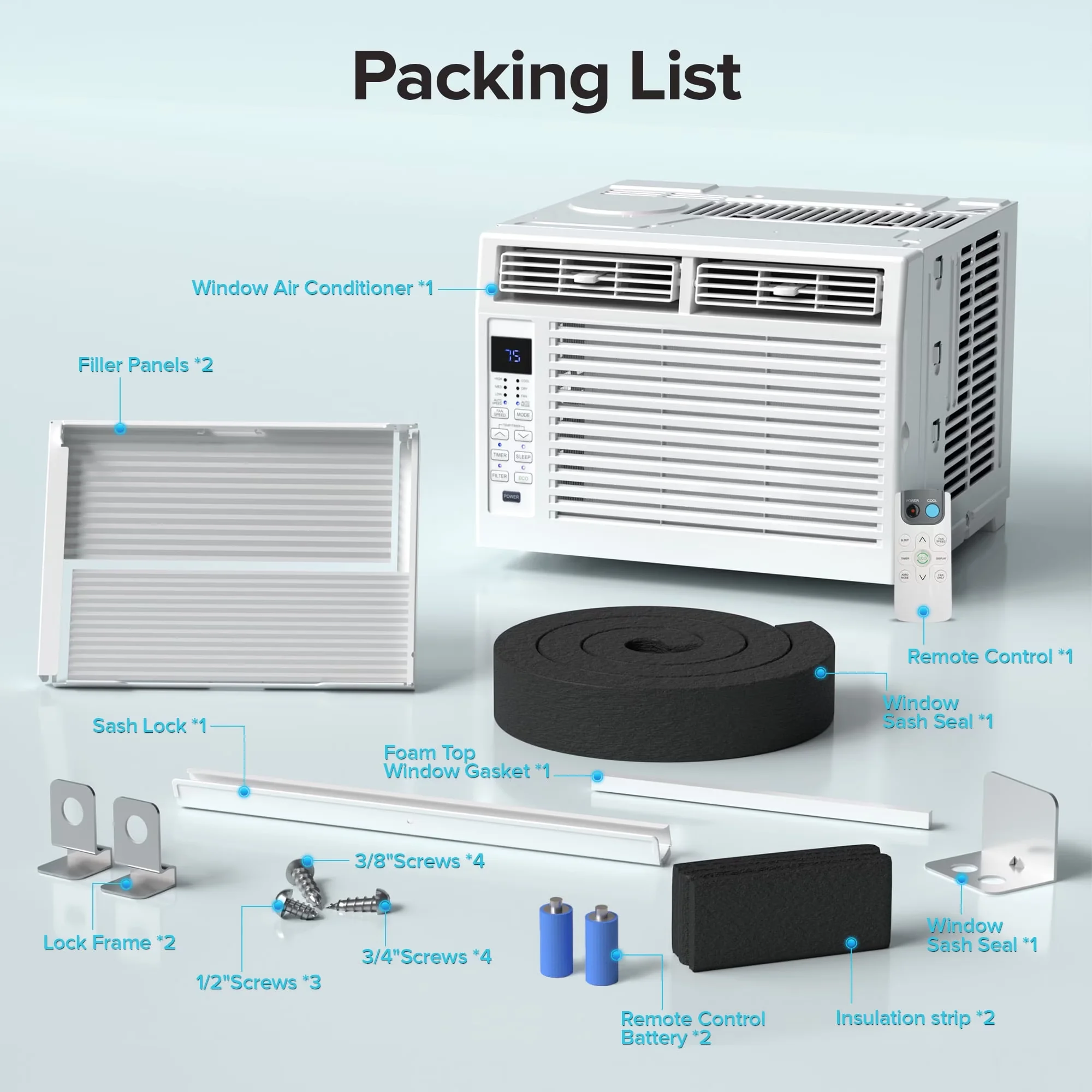Air Conditioner Sleek with 6000 BTU, Remote Controlled, Timer - 6 In - Traditional Style Model E7B14D