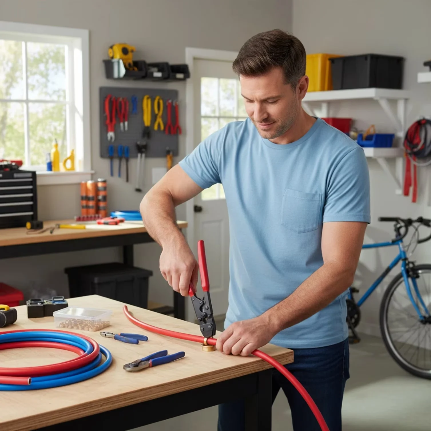 Durable Woodworking with Precision, PEX Crimping Clamp, Pipe Hose Cutter - 3/8" to 1" Model F7BB43