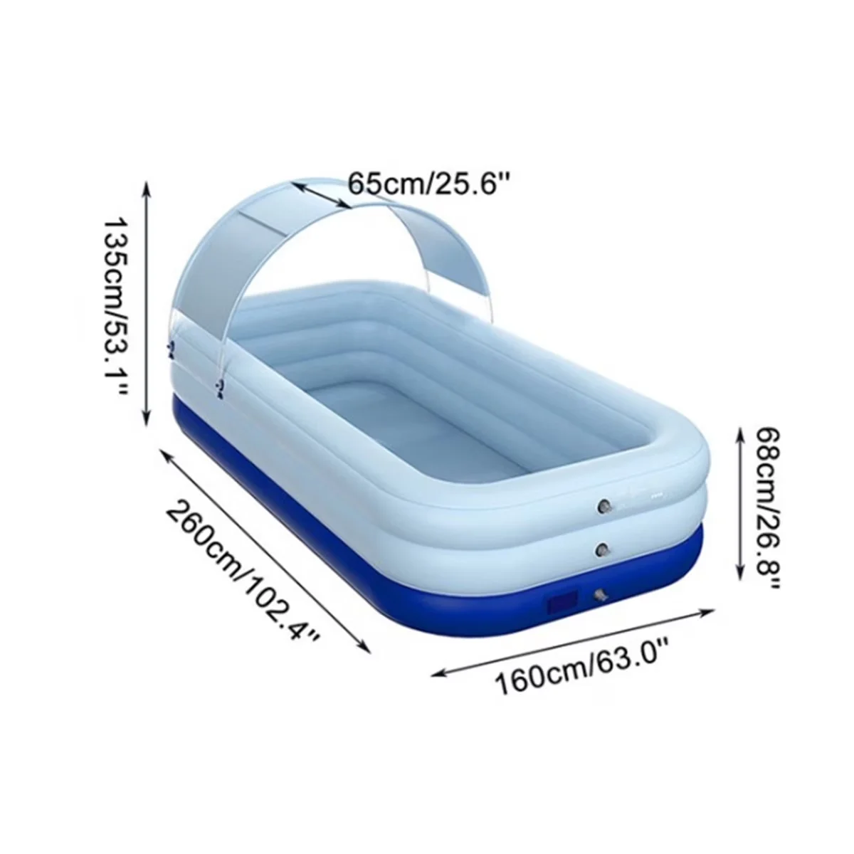 Inflatable Pool Professional with Uv Resistant, Awning, Automatic Above-Ground Swimming - Model D8B08F