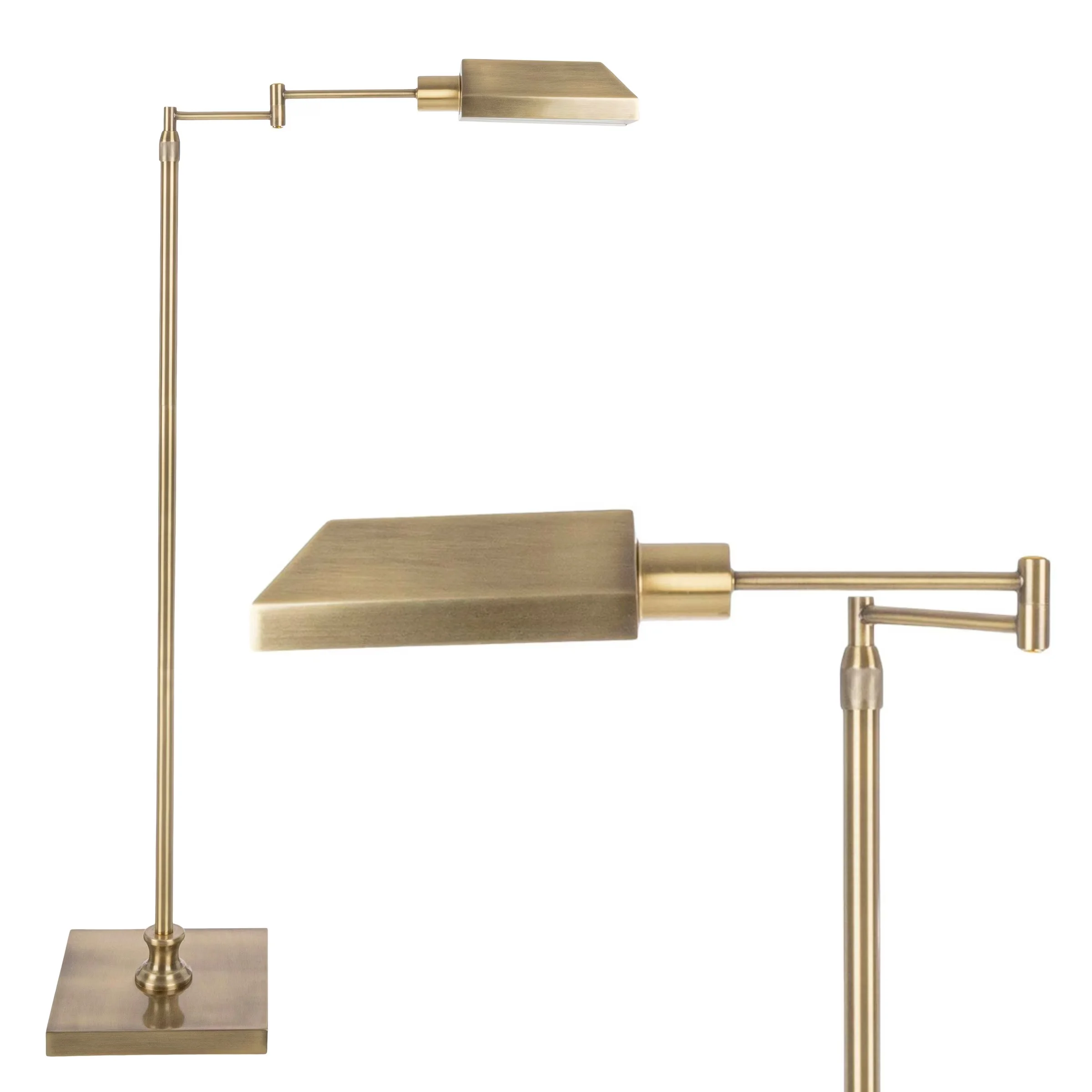Durable Floor Lamp with LED, Industrial, Swing Arm Lamps - Gold Metal Adjustable Model DD6242