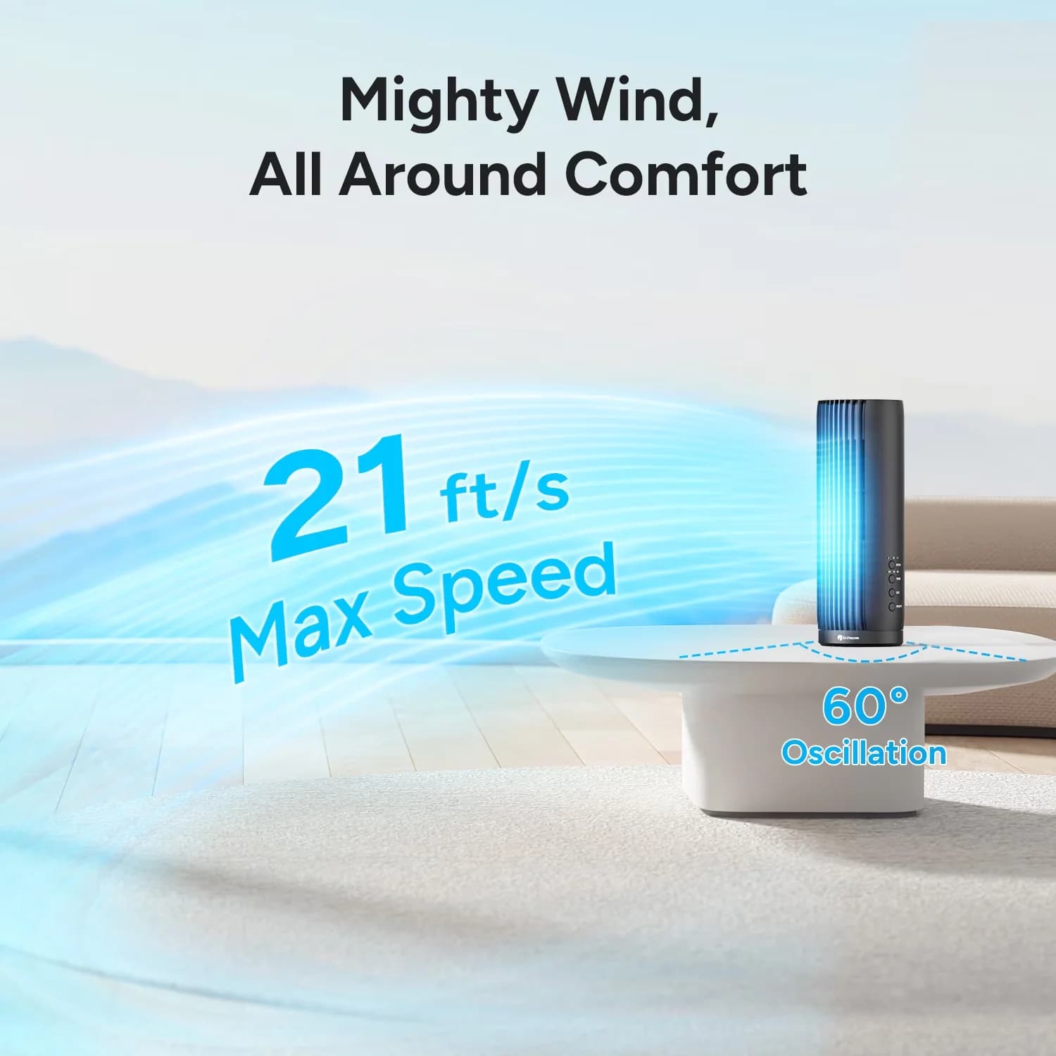 Compact Fans In Cooling with Remote Controlled, Timer, 12.7" Bladeless Tower Desk Fan - Abs Black Model BD60AE