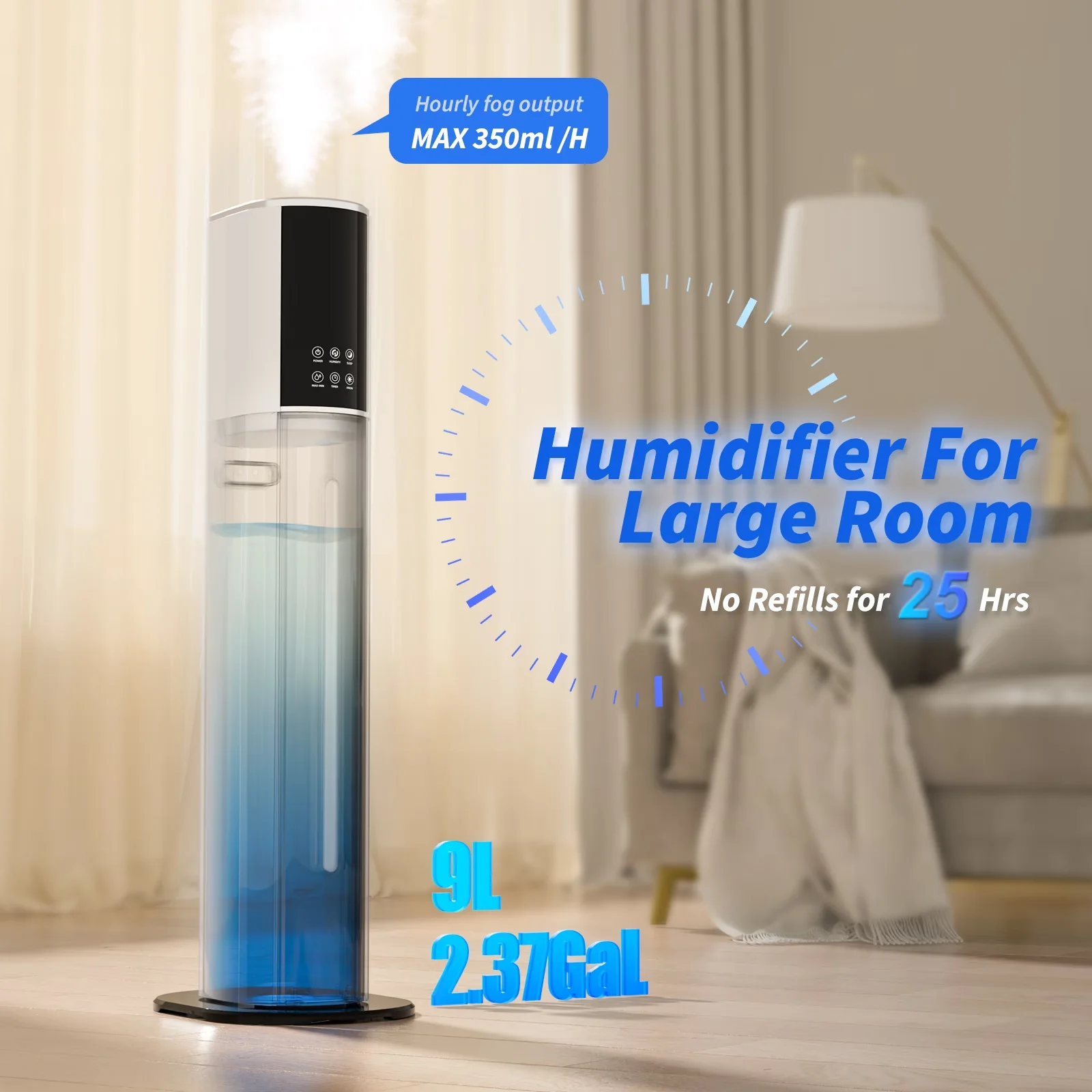 Humidifier Professional with Oil Diffuser, Remote Controlled, Timer - White for Home, Bedroom Model ED8B38