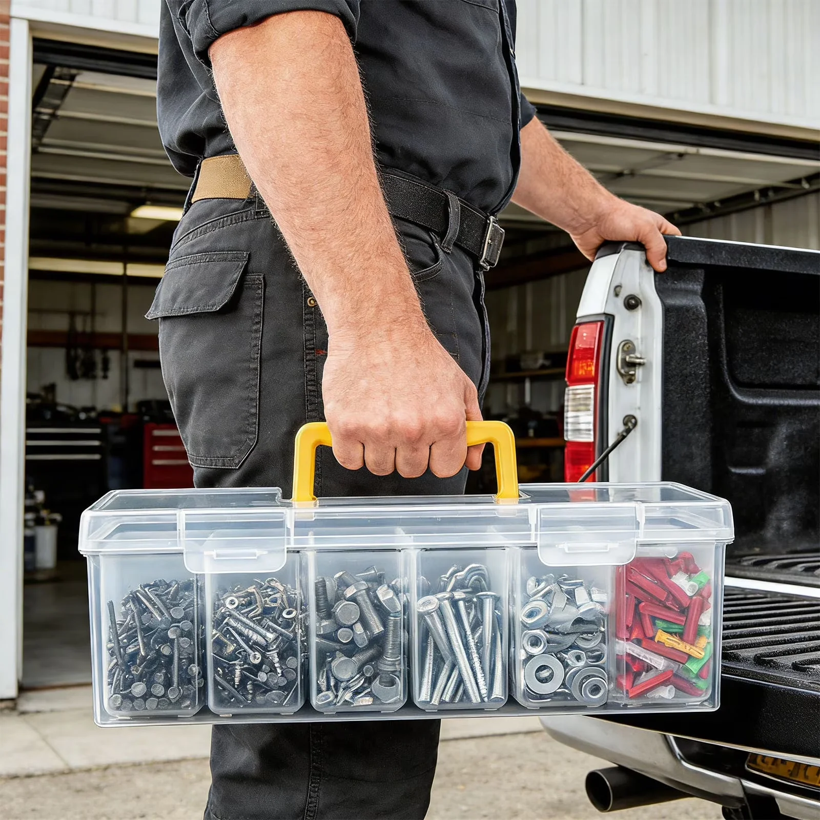 Versatile Toolstorage with Portable, Small Part Storage Case, Portable Multipurpose Tool Organizer - Clear Plastic Model F926BC
