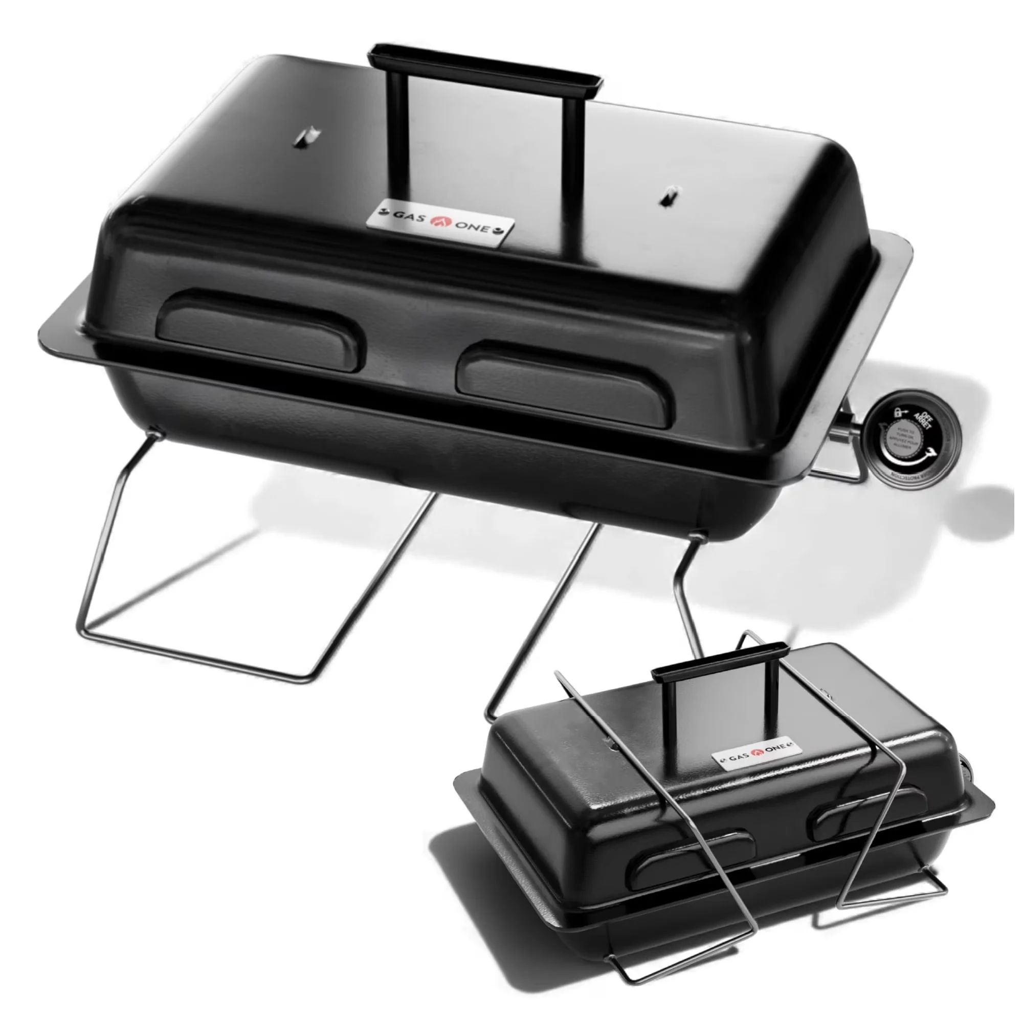 Classic Gas Grill with Foldable Legs, Adjustable Regulator, Heavy Duty Metal Construction - Metal Model 41F850