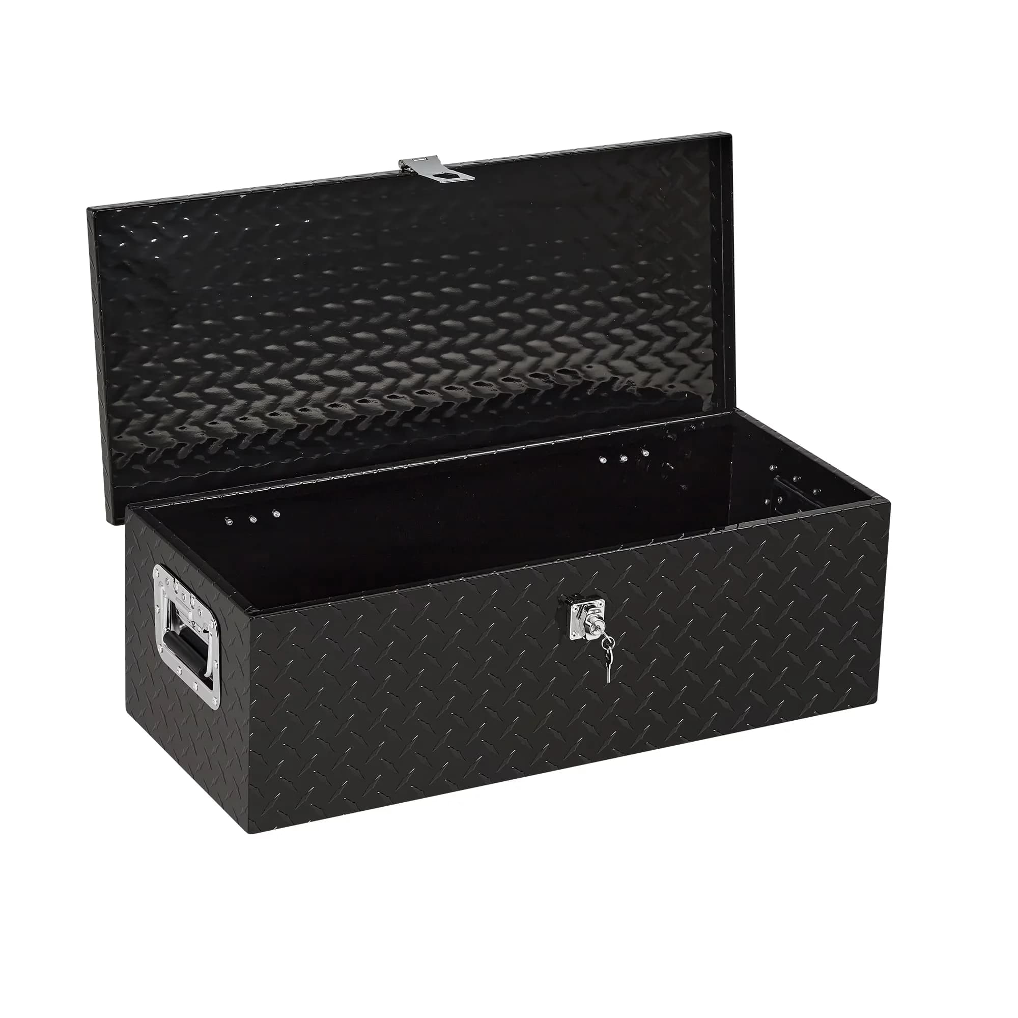 Professional Toolstorage with Lockable, Tool Organizer, Heavy Duty Aluminum Truck Tool Box - Metal Black Model 4C6E58
