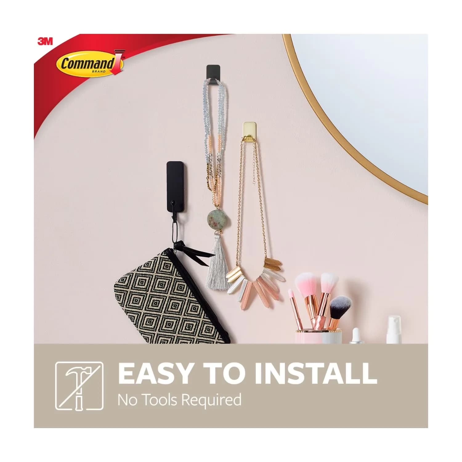 Damage-Free Hanging Innovative with Easy Installation, Wall-Mountable - Plastic Black Model 6AF0B7
