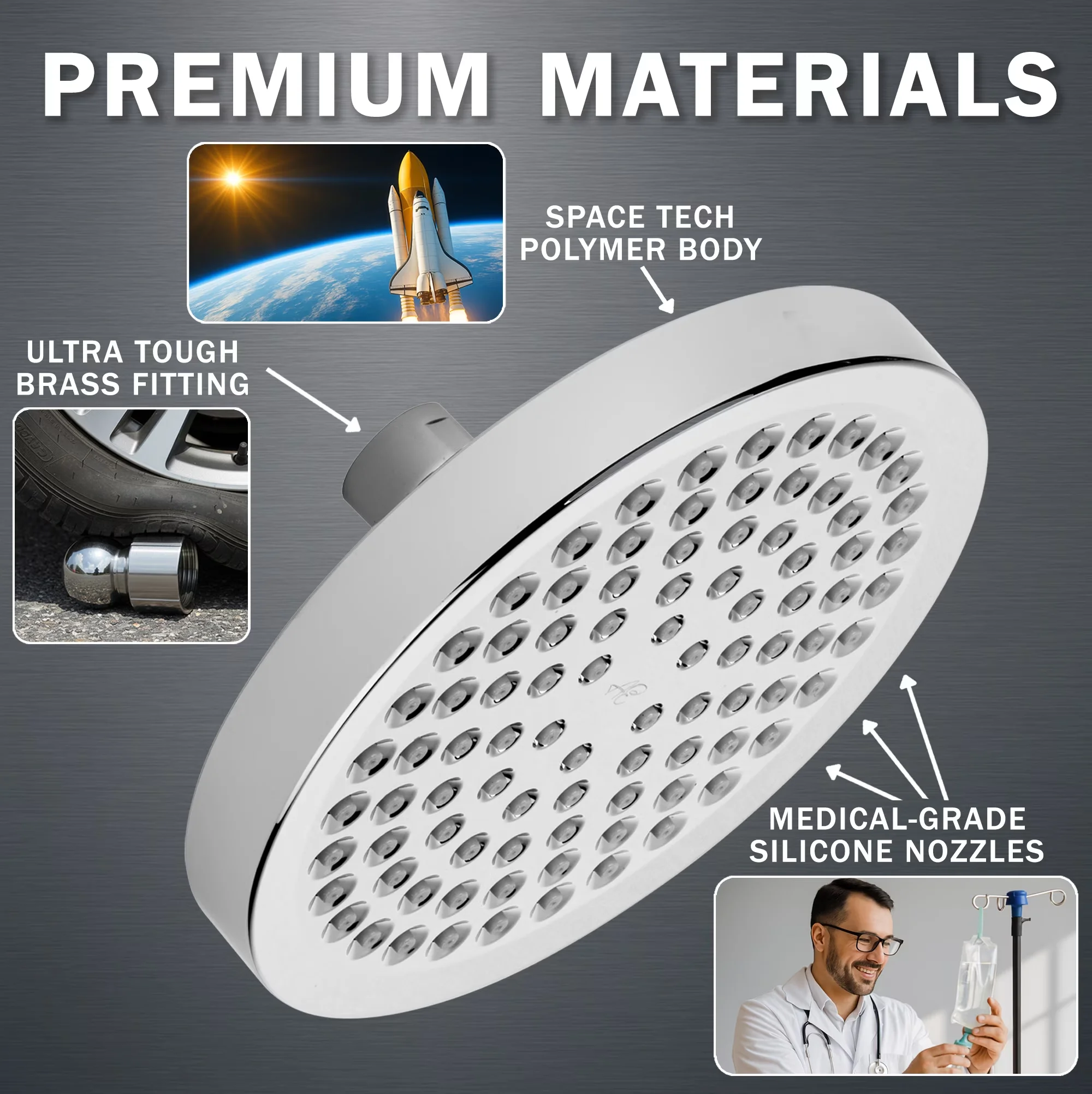Shower Head Reliable with Easy To Install, High Pressure - Abs, Brass Polished Chrome Model A7A941