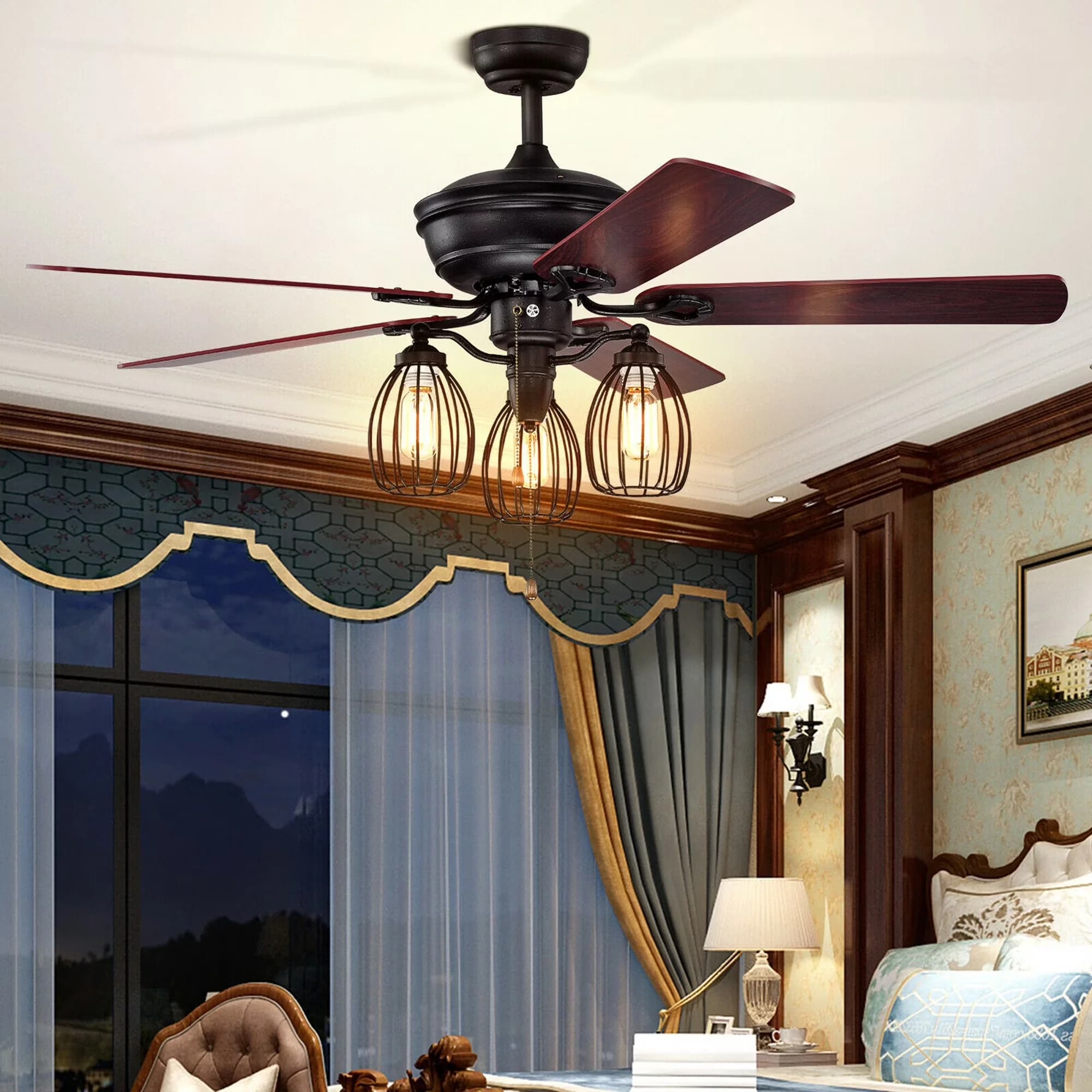 Essential Ceiling Fan with Incandescent, Reversible Blades - Iron Black Model 9BCFA9