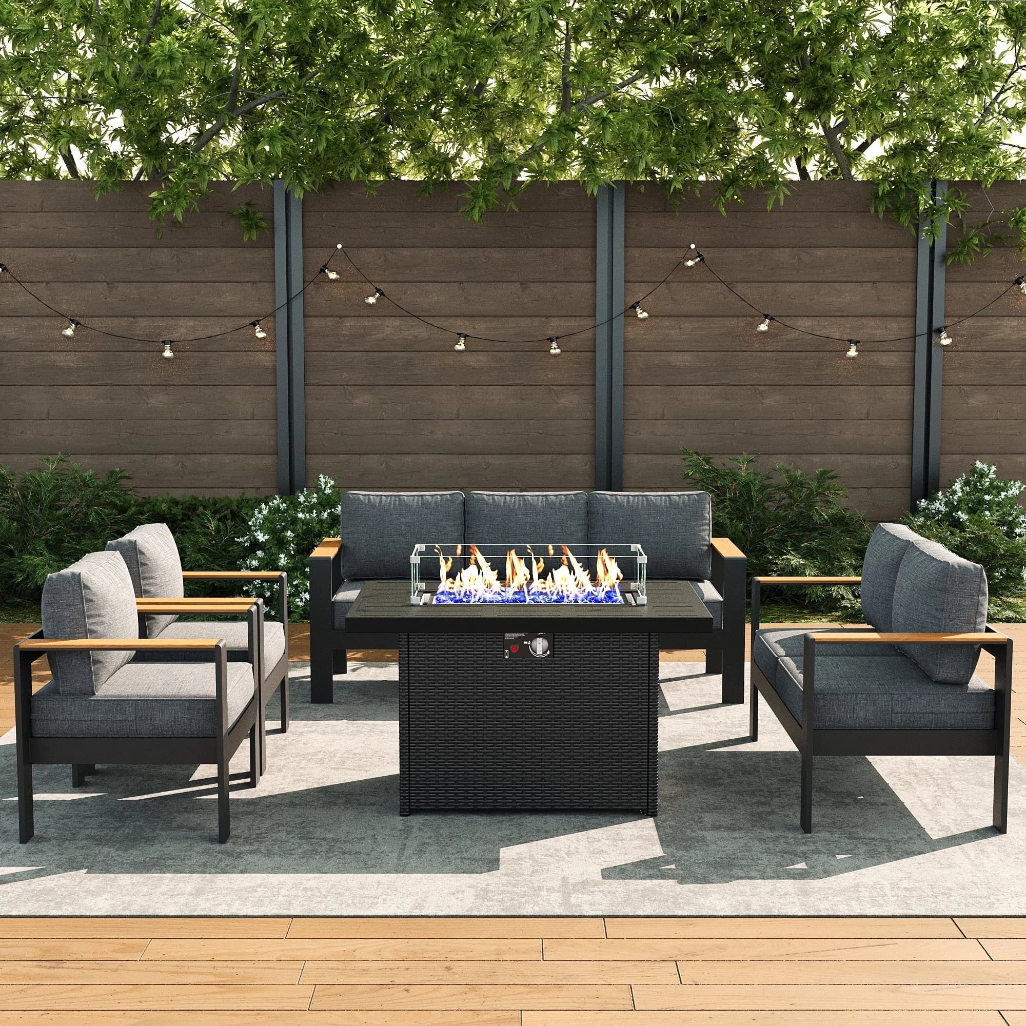 Reliable Patio Conversation Set with Weatherproof, Modern Sets, Fire Pit Table - Gray Model A6348B