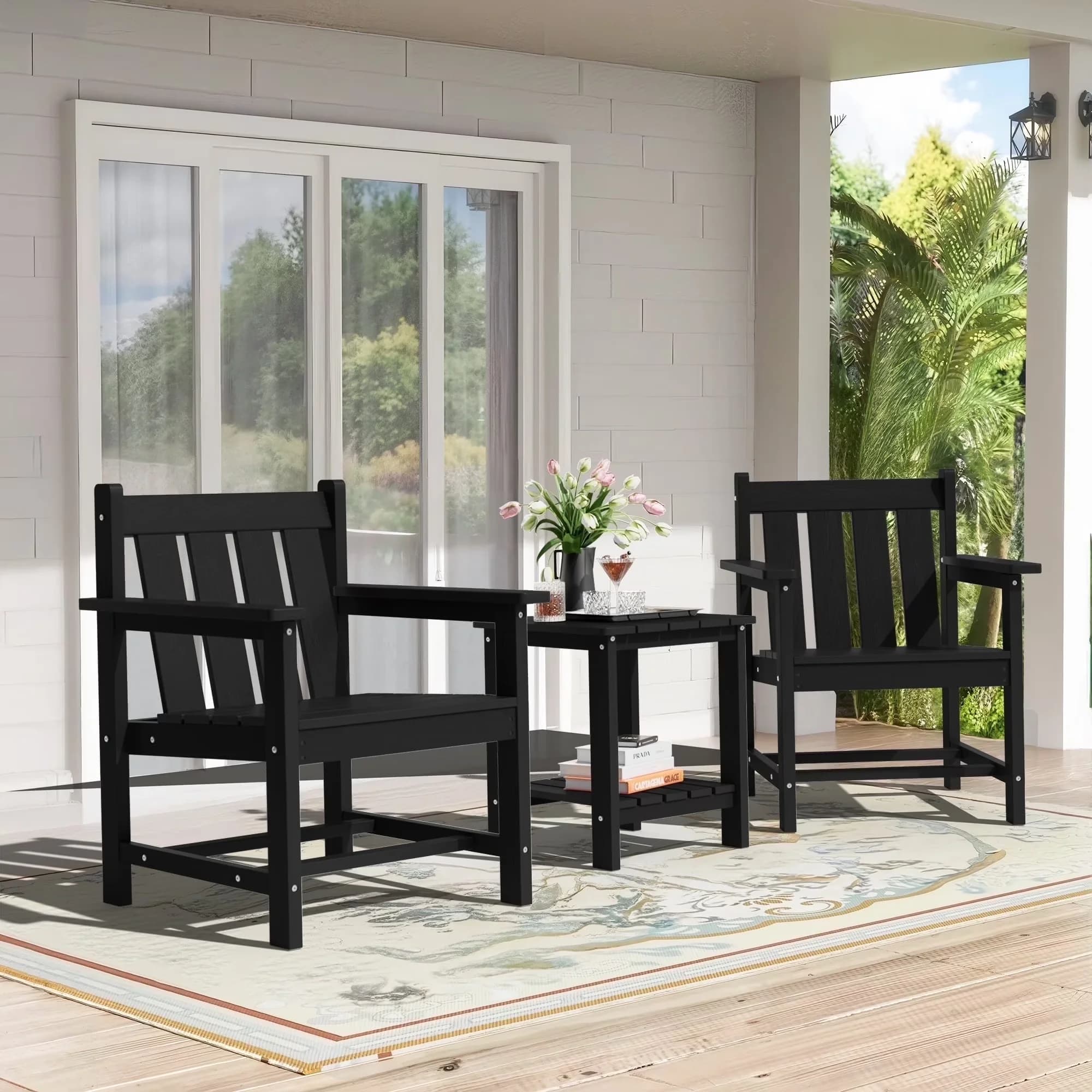 Modern Patio Dining Set with Rust Resistant, Fade Resistant - Hdpe Black for Patio Model 905265