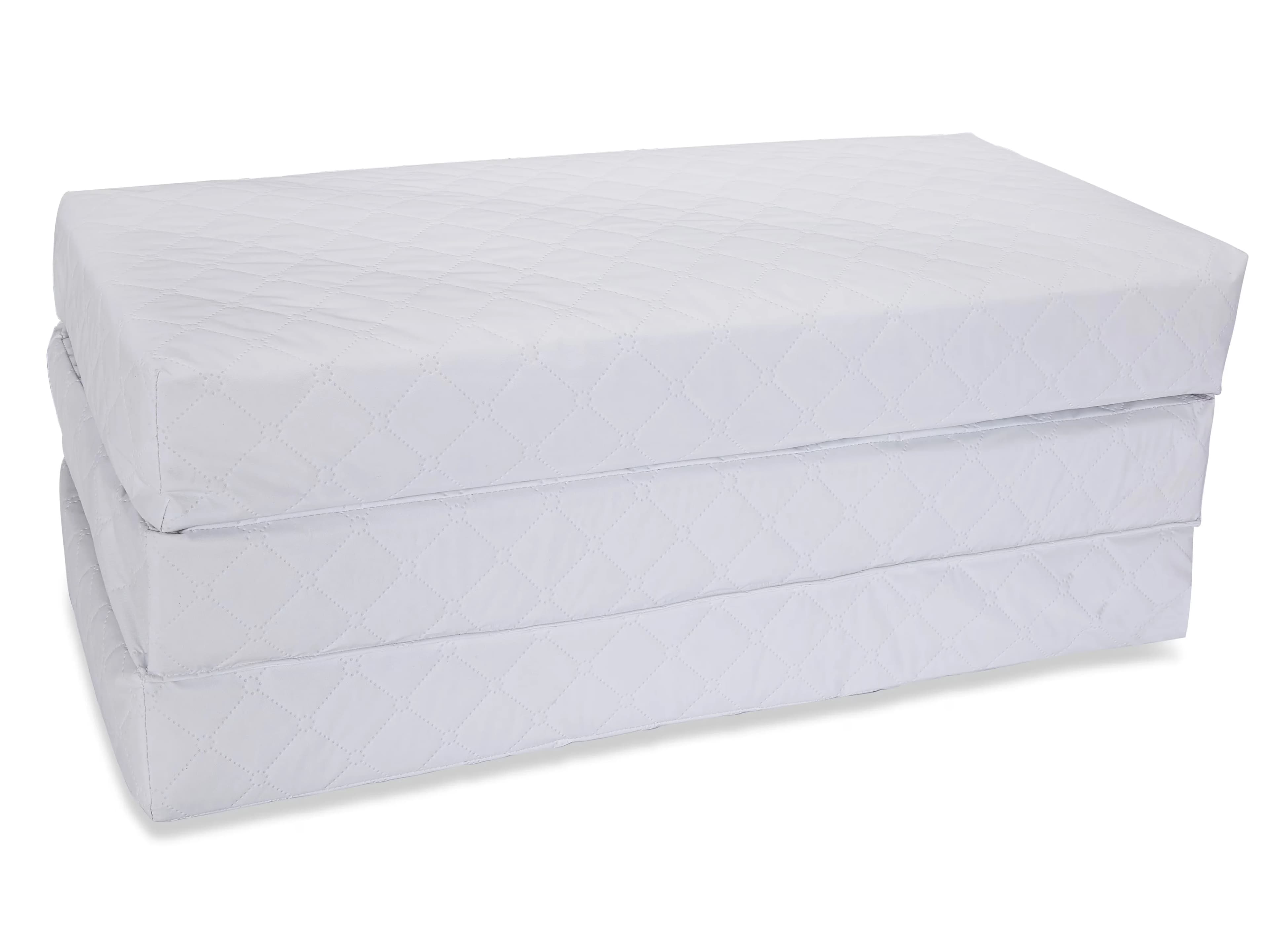 Sleek Mattresses Accessory with Waterproof, Travel Carry Case, Infant & Toddler - White Quilted Peva Model 3DF56B