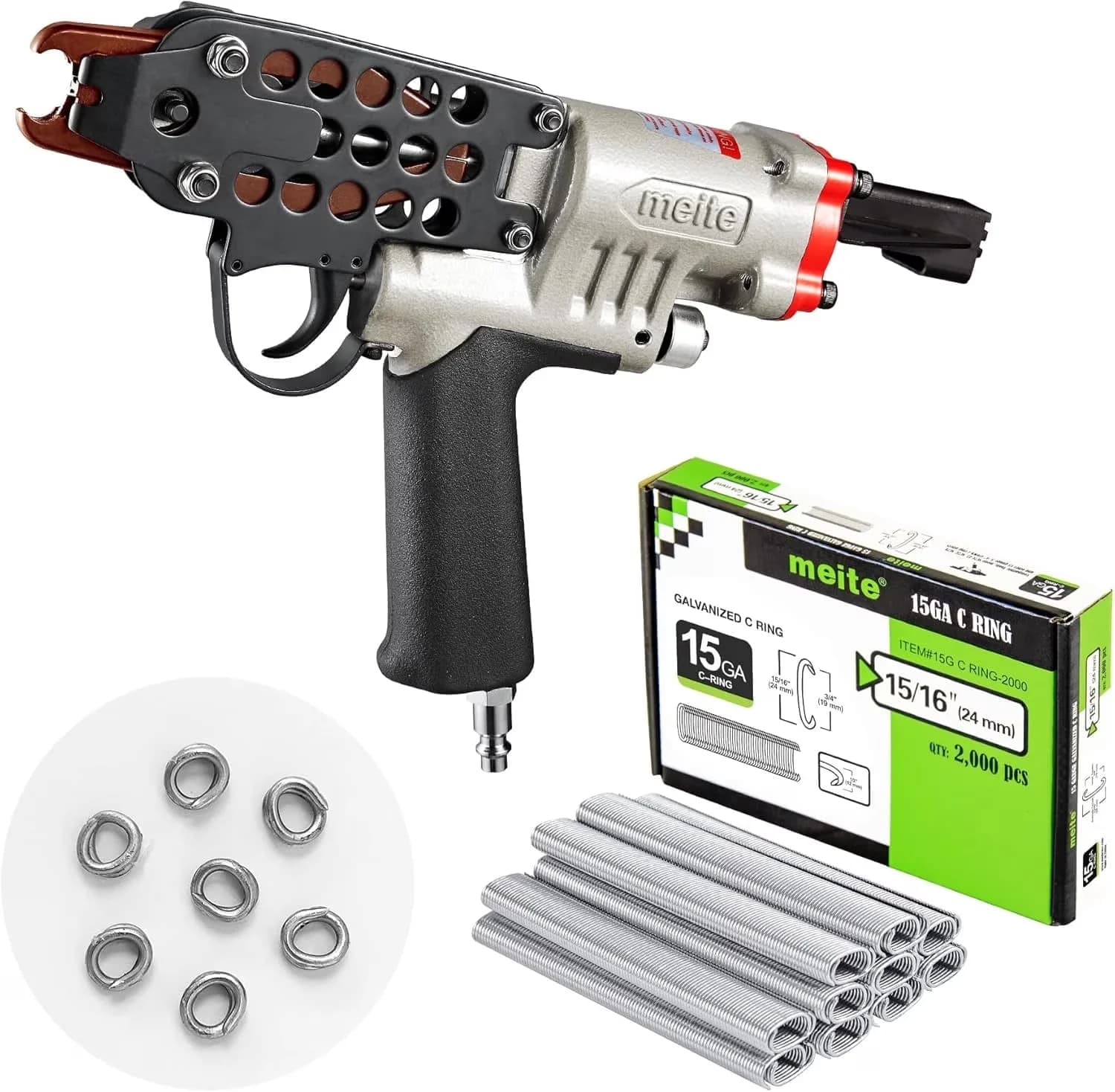 Compact Air Tools Compressor with Operates pneumatically., Compatible with 3/4-inch C-ring staples. - Silver Model 1398BD