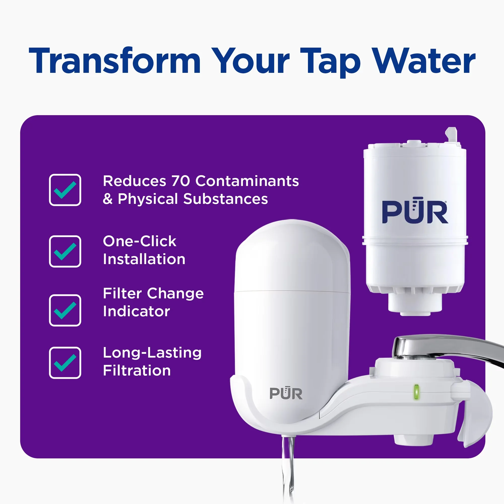 Stylish Water Filtration with Twist And Lock Design, Bypass Valve, Vertical - Plastic White Model A30CE3