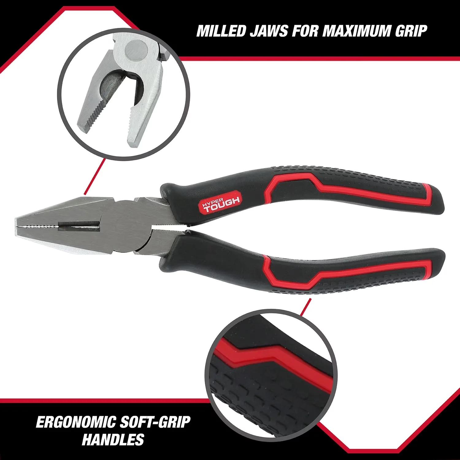 Compact Hand Tool with Handheld, Ergonomic Handle, 8-inch Linesman Pliers - Red 8" Model 67866A