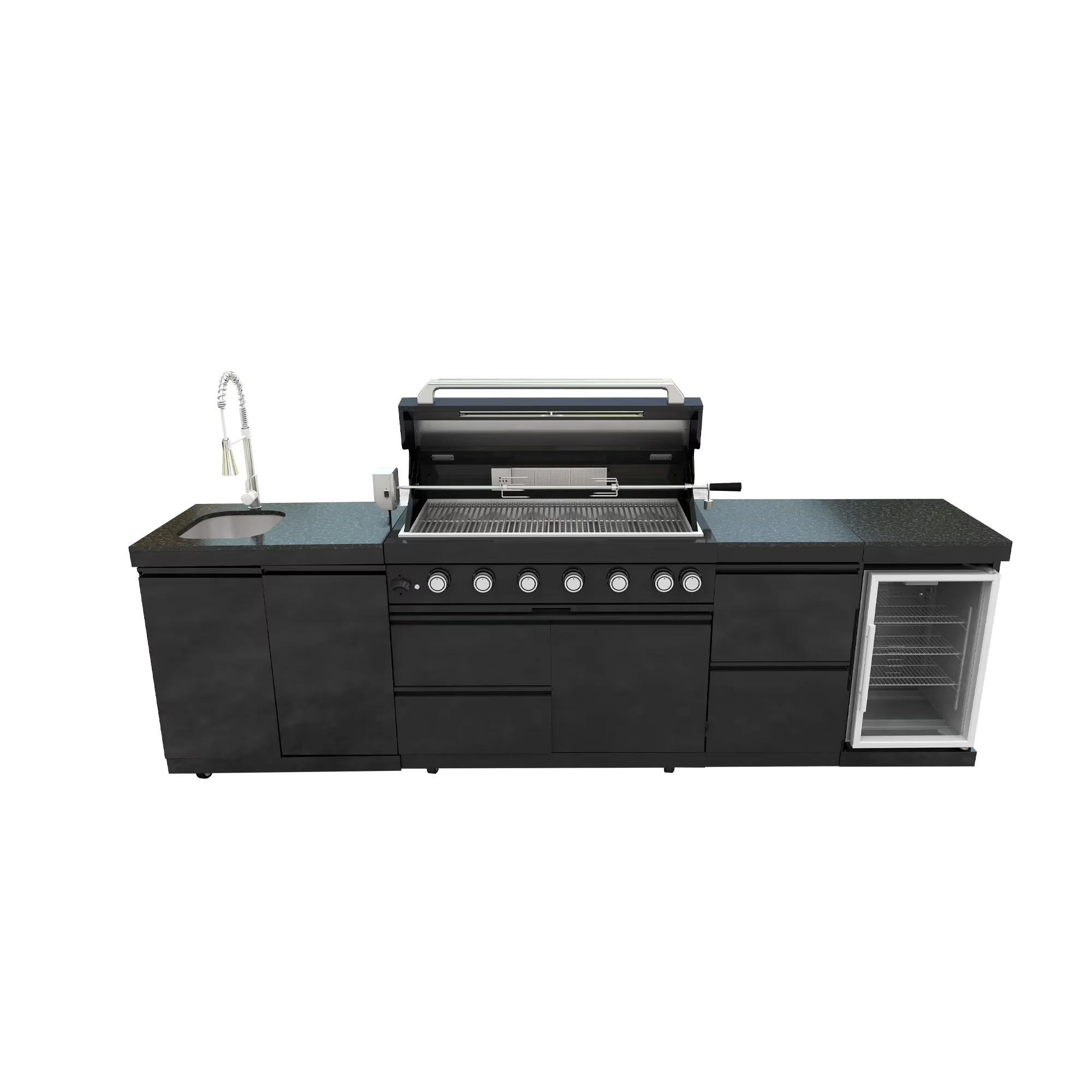 Gas Grill Stylish with 85000 BTU, Enclosed Cabinet, Rust Resistant - Stainless Steel Black Model E4A064