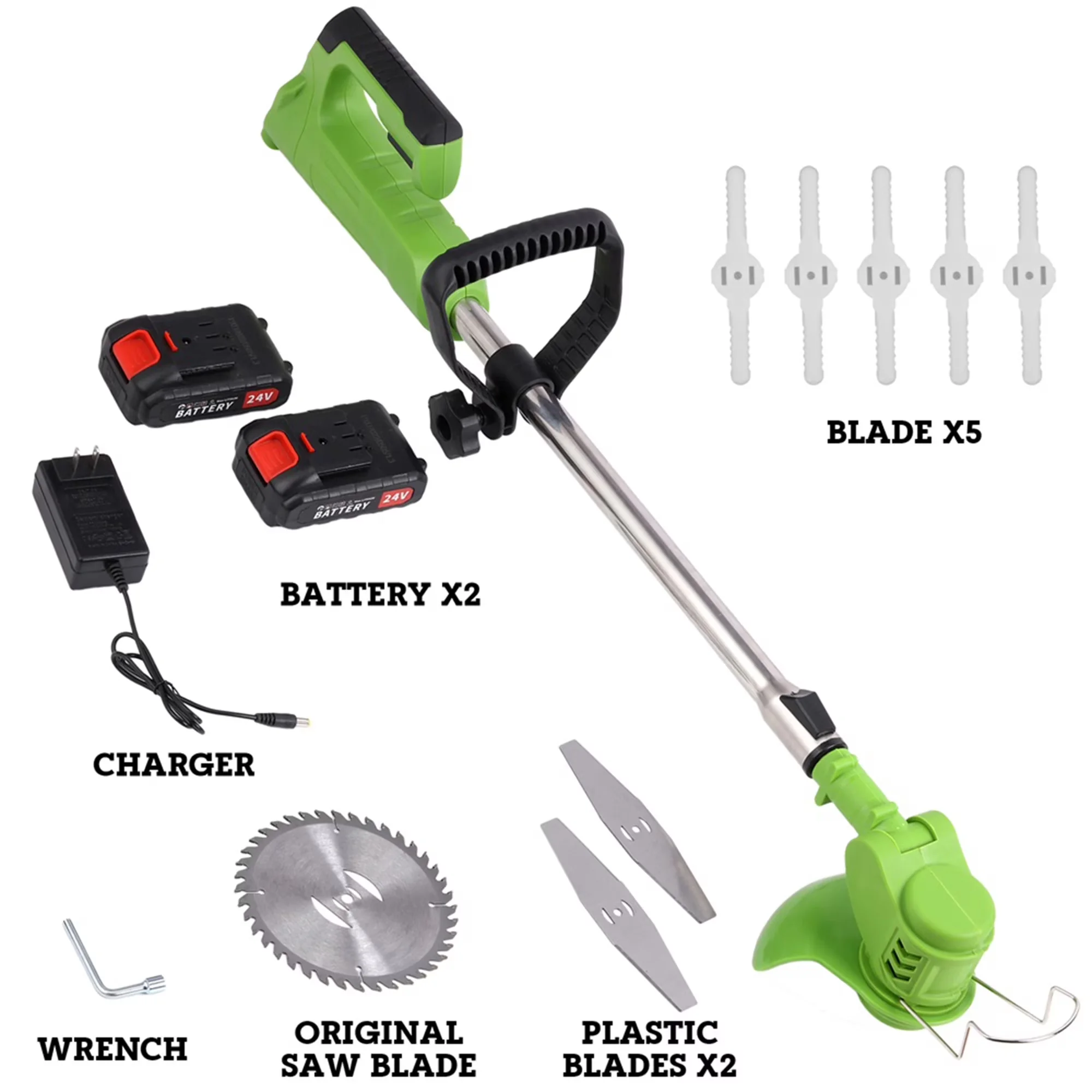 Sleek String Trimmer with Battery, 24V, Extendable - Green for Everyday Use Model 0EC386