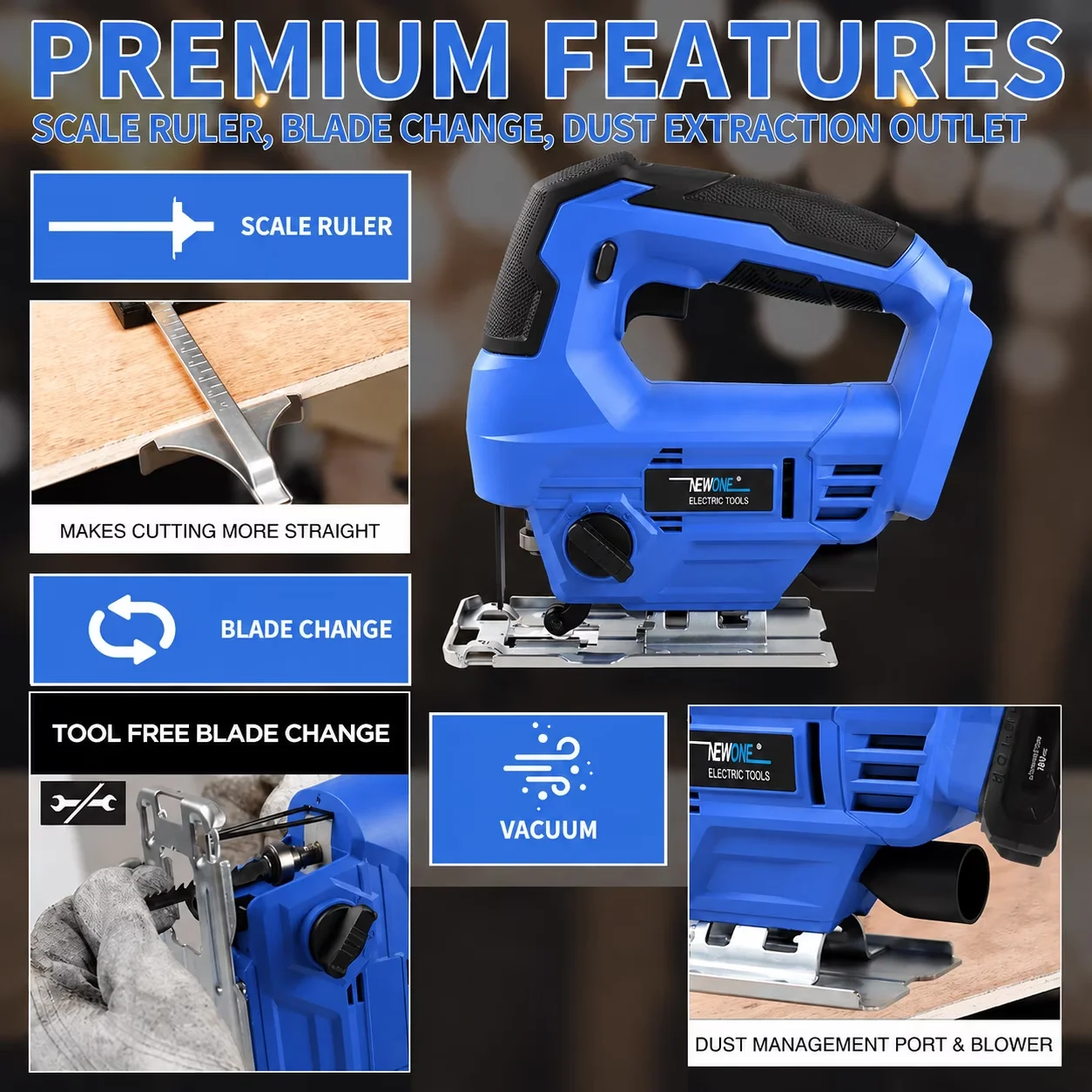 Efficient Power Saw with Battery, LED, Cordless Jig Variable Speed - 2500SPM Model 2F11AB