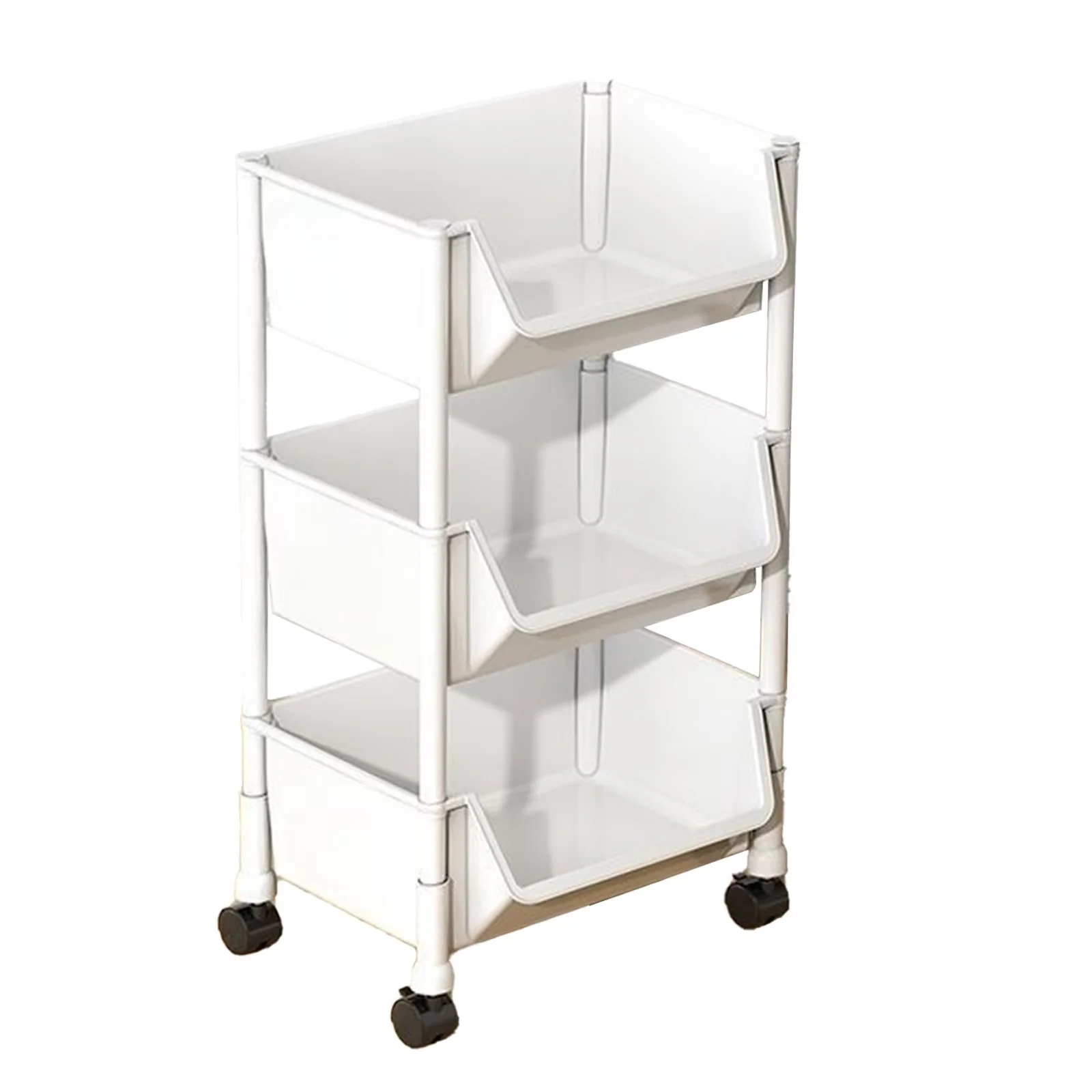 Quality Garage Storage Supply with Farmhouse, Slanted Open Shelf Mobile Utility Cart, book storage cart,office rolling cart - White... Model 76F1C4
