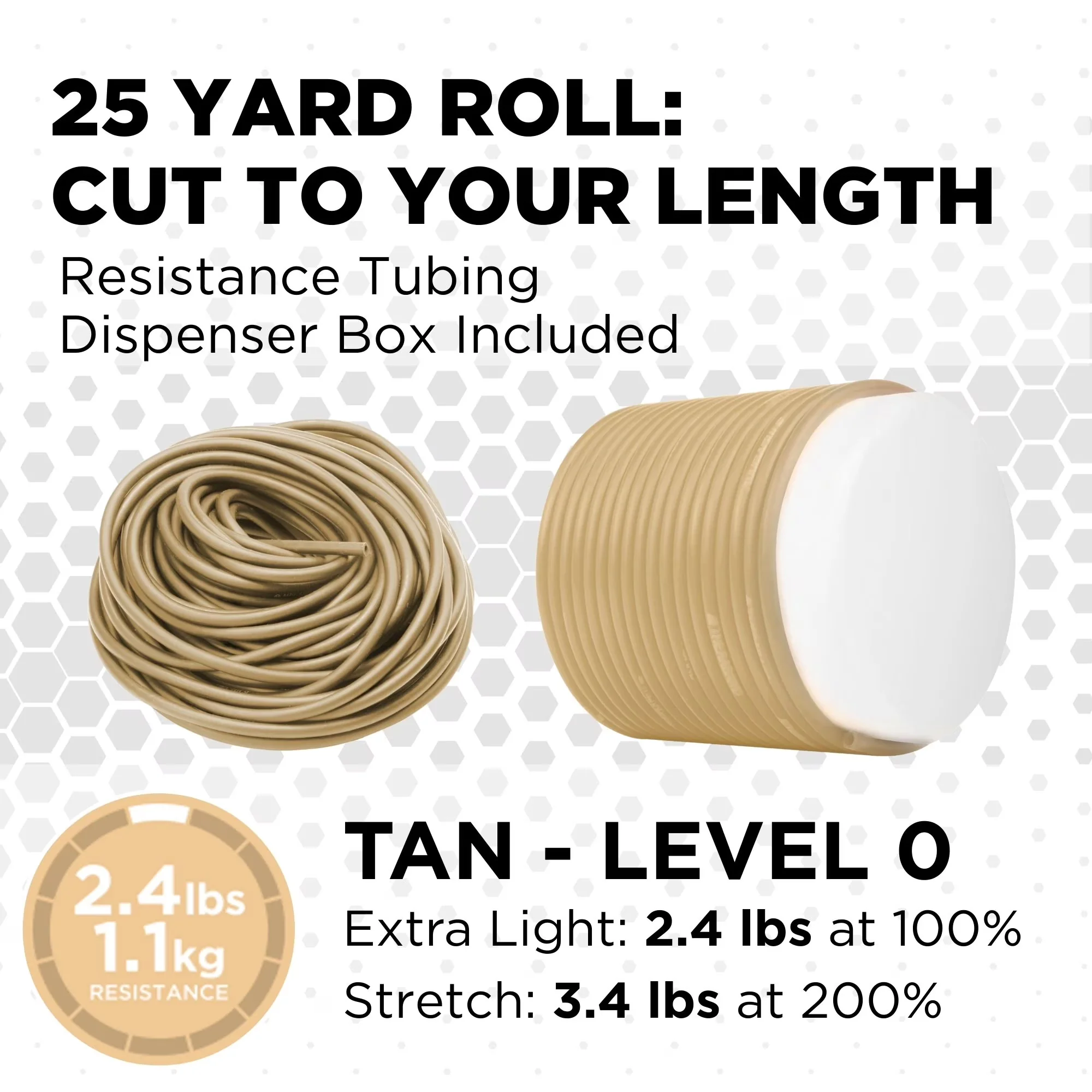 Stylish Home Gym Accessory with Anti-Slip, 25 ft Roll, Latex Resistance Tubing - Latex Beige Model A4DD53