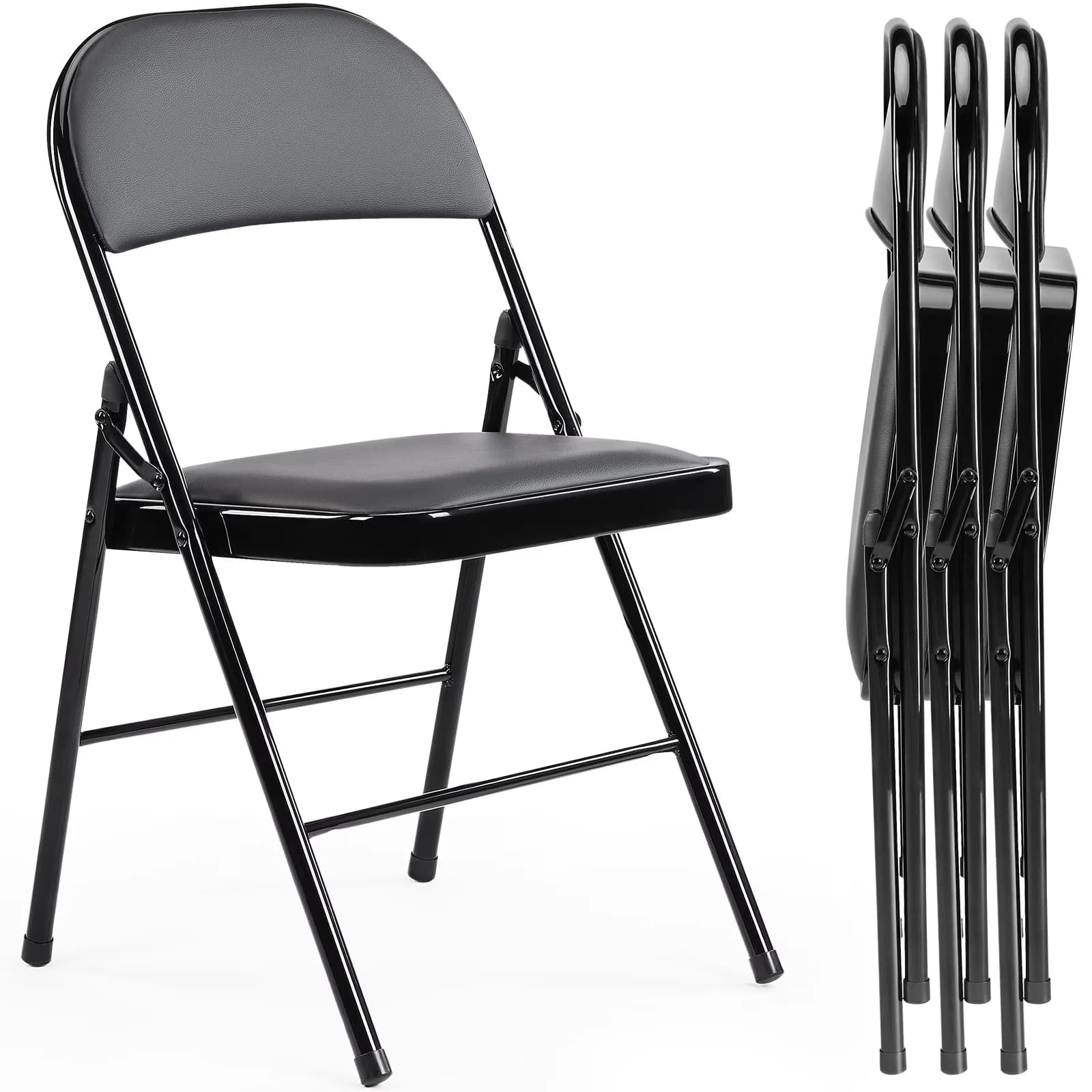 Durable Patio Chair with Extra Padded, Waterproof, 4 Folding Chairs - Sleek Profile Model AD59F0