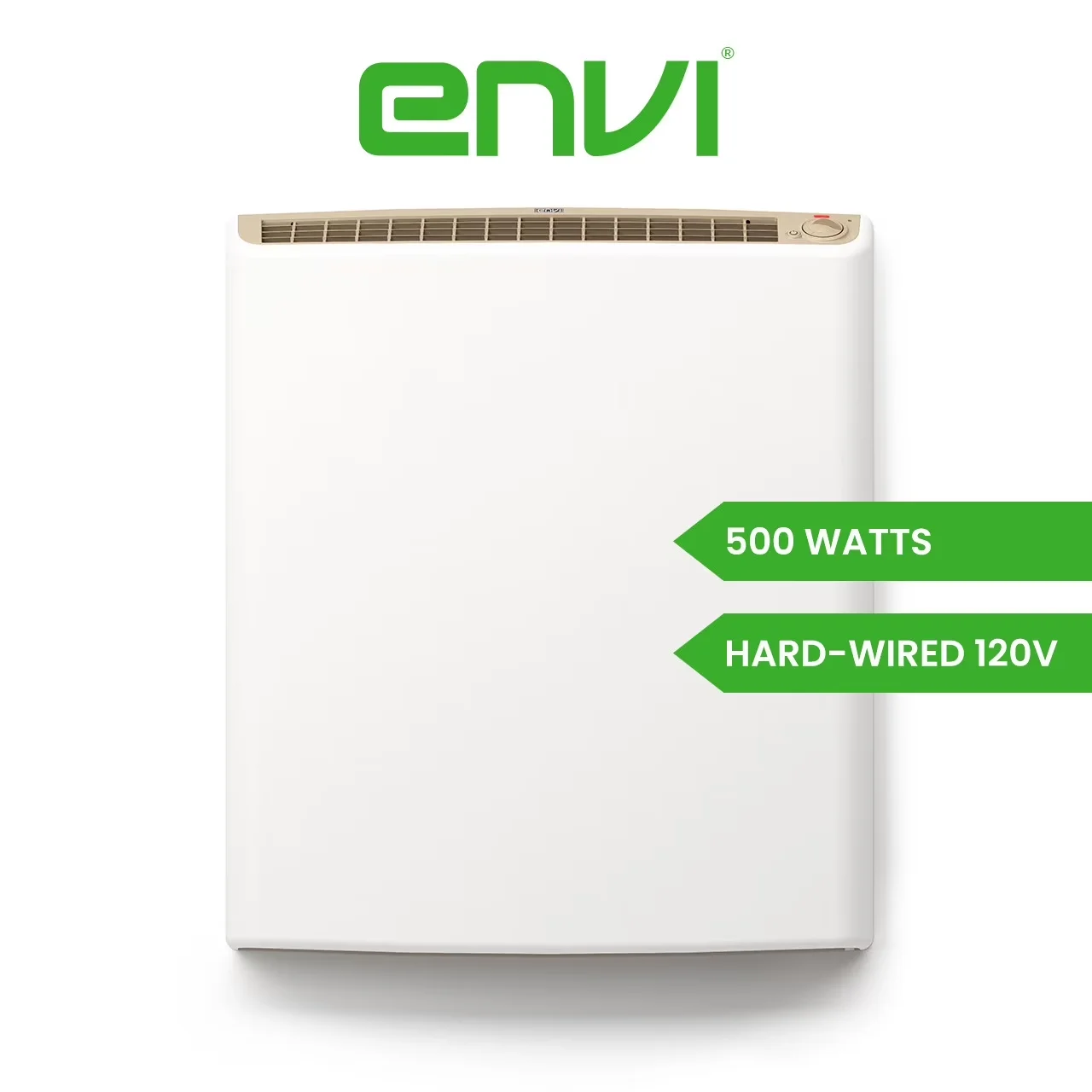 Portable And Electric Space Heater Compact with 500W, Temperature Controlled, 120v Hardwired Panel Wall - White Model CA8D96