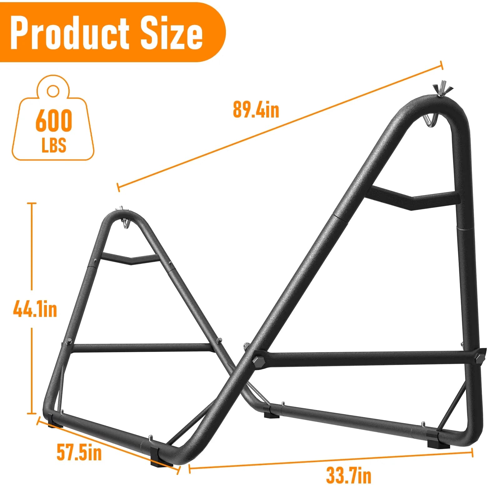 Patio Chair Compact with Portable, Hammock, Stand - Black Steel, Nylon Model C3EFA4