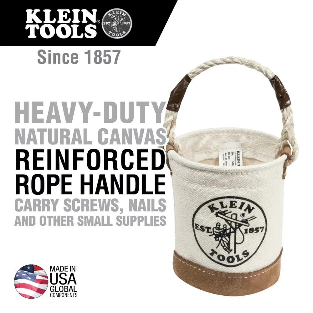 Quality Toolstorage with Portable, Item: Mini Leather-Bottom Bucket, For Use With: Not Load Rated - White Model 4BC2B5