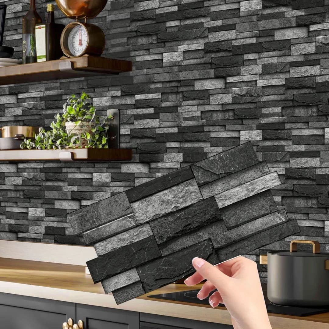 Premium Wallpaper Wall Decals Wall Covering with Stain Resistant - Black Gray Vinyl Model F14747