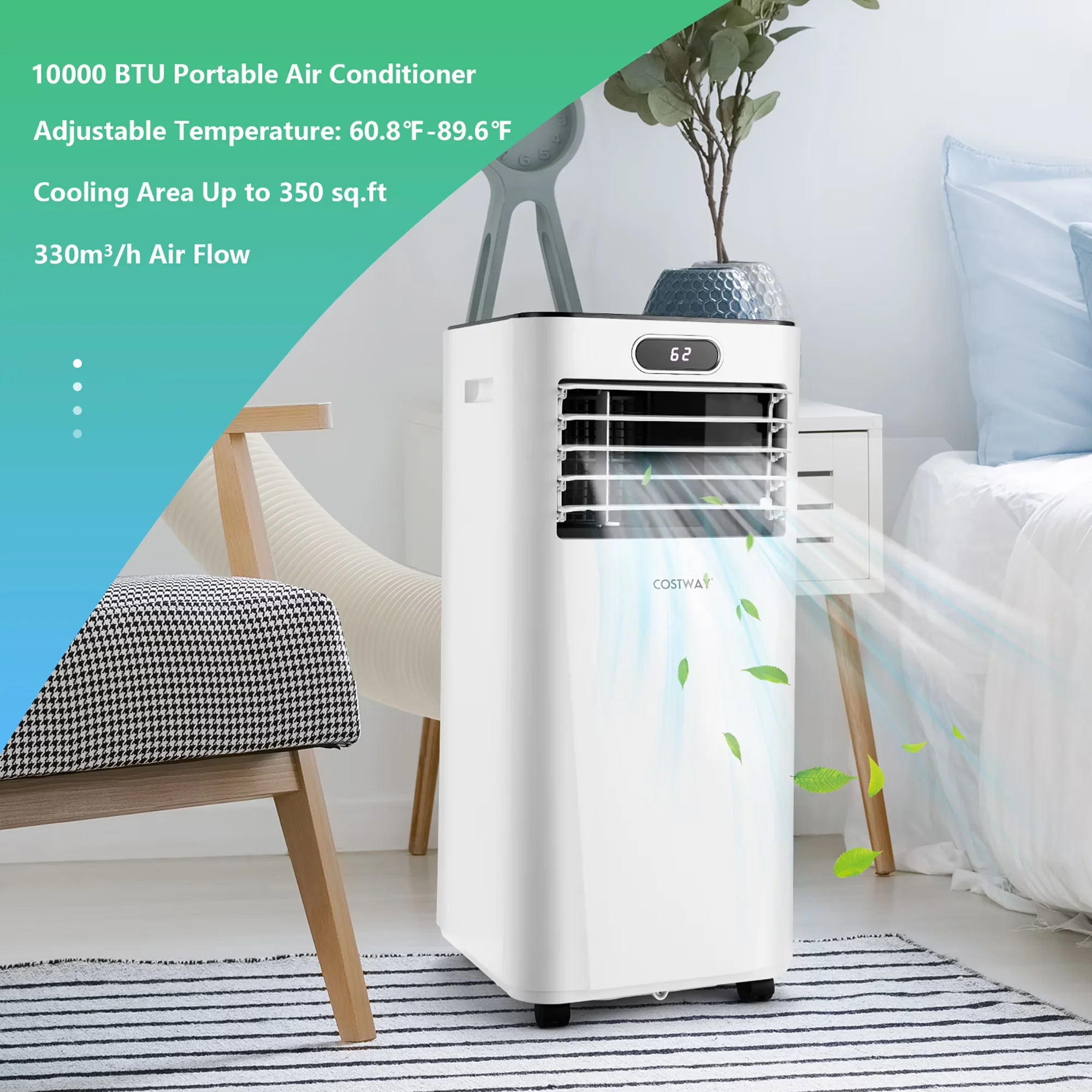 Reliable Air Conditioner with 6000 BTU, Sleep Mode, 6000 BTU 350 Sq Ft Portable - Model A796CF