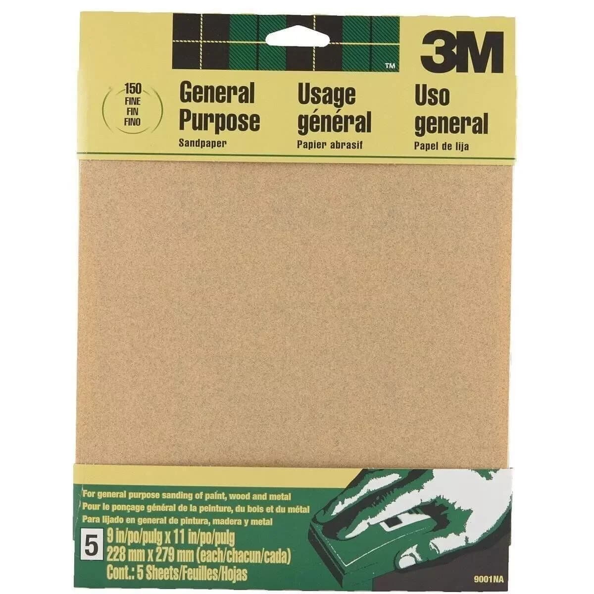 Innovative Paint Tools Supplies - Paint Brushes Rollers Tray with Durable, 3M 5Pk Fine Sandpaper Model E08144