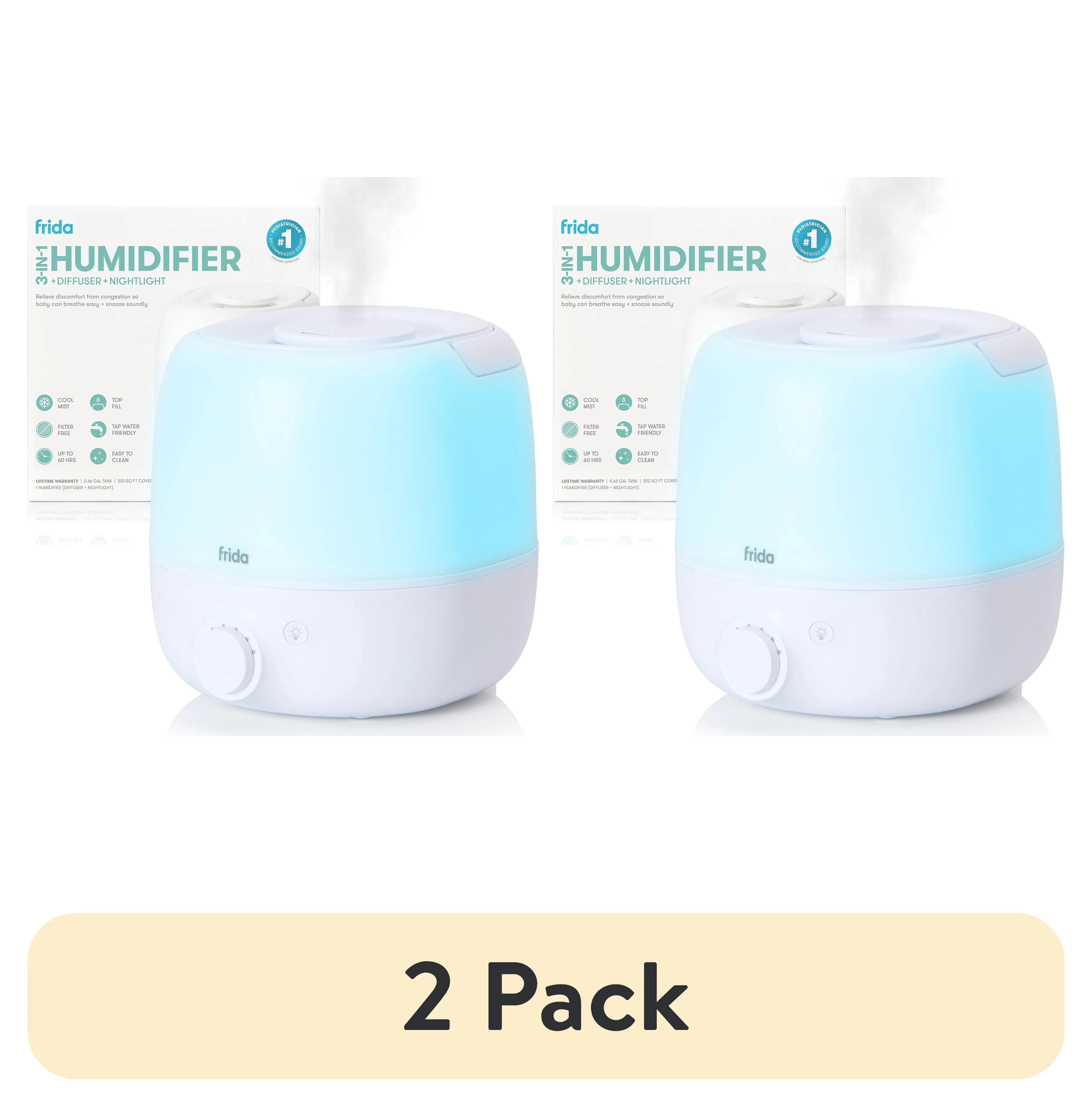 Versatile Humidifier with Night Light, Diffuser, (2 pack) 3-in-1 - Heavy Duty Model 3F3766